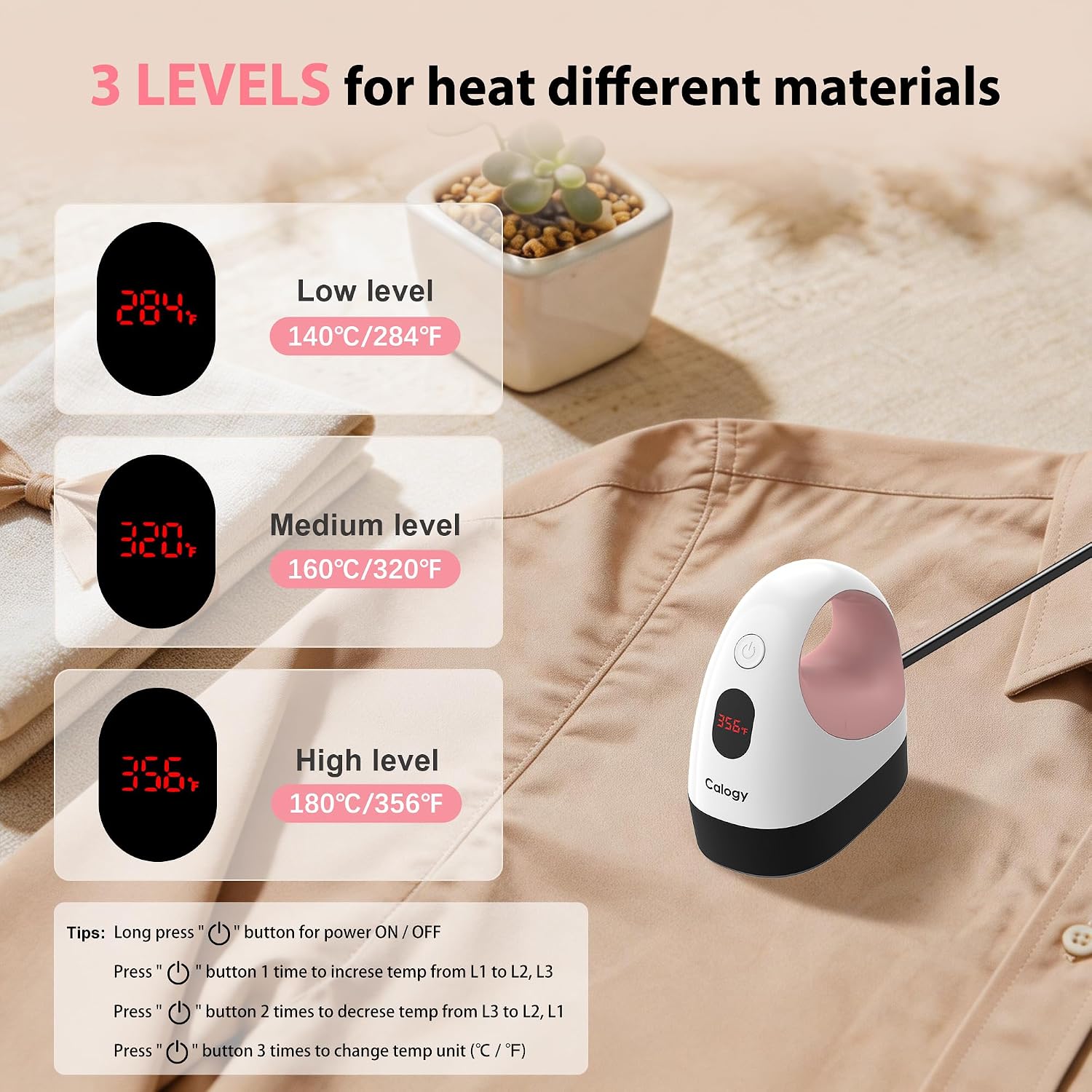Detalle de Calogy CHP2301 Mini Heat Press, 300W, 3 Temperature Settings