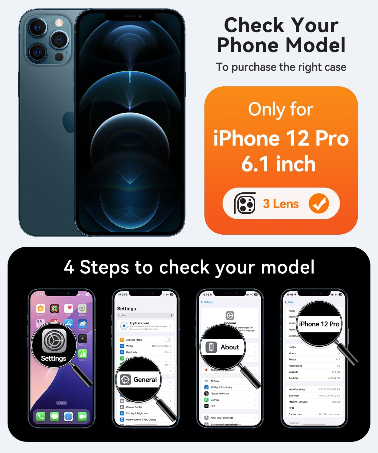 Thumbnail 1 de CANSHN Coque Magnétique pour iPhone 12 Pro (6,1 pouces) – protection complète et MagSafe, Vert foncé