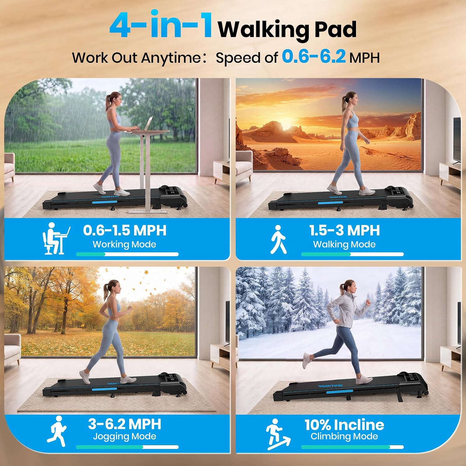 Detalle 2 de KALWOL Walking Pad 6.2 MPH