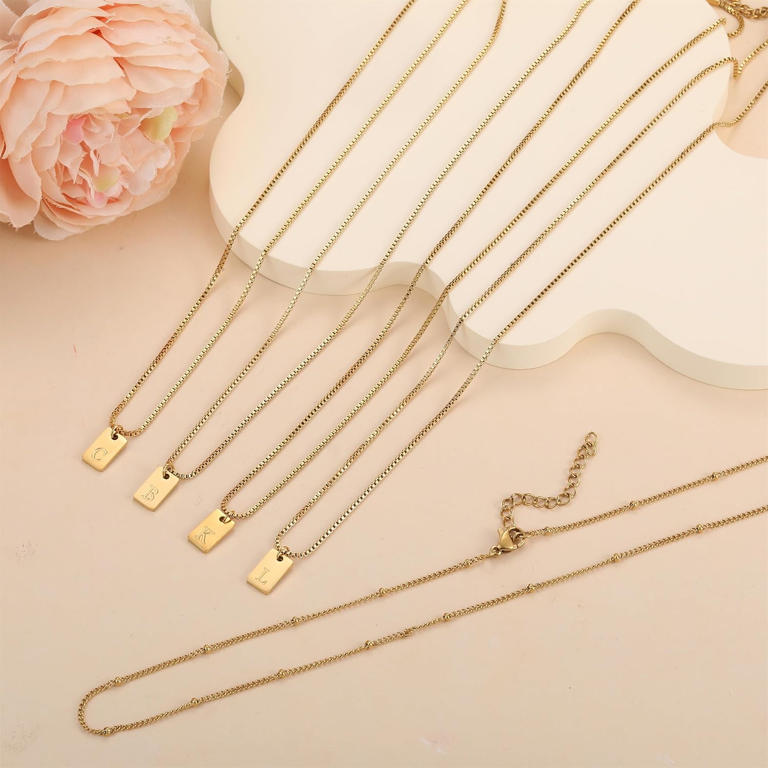 Thumbnail 6 de RWQIAN Layered Initial Letter Necklace – Stainless Steel Silver or Gold A–Z Pendant for Women