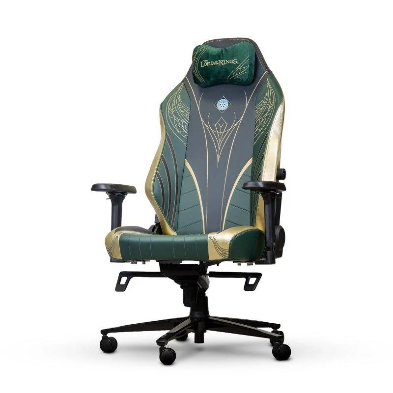 Detalle de Silla gaming Phoenix Monarch Rivendell XL: cuero Napa y terciopelo, ergonomía premium