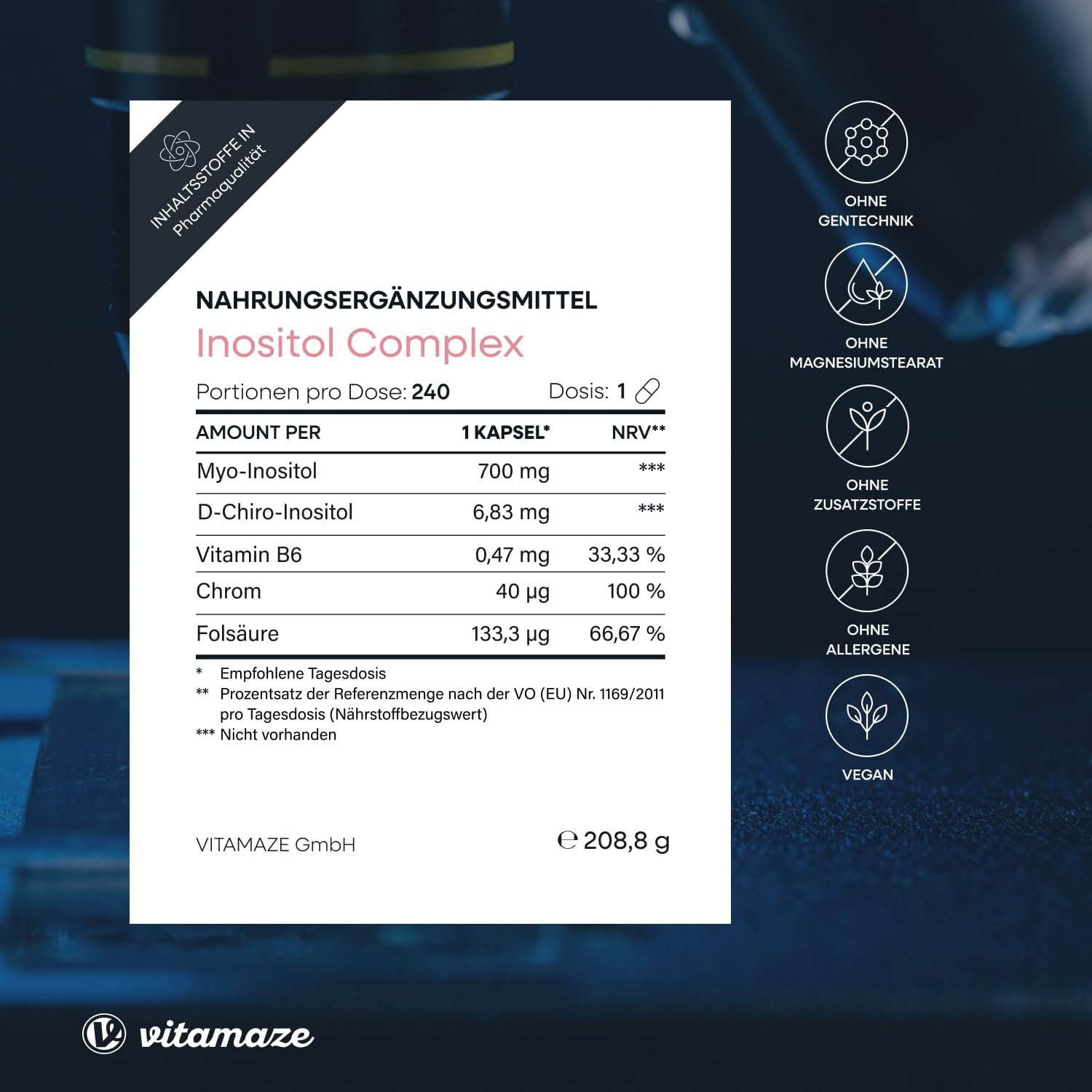 Thumbnail 4 de Vitamaze Inositol Complex 240 Kapseln 80 Tage