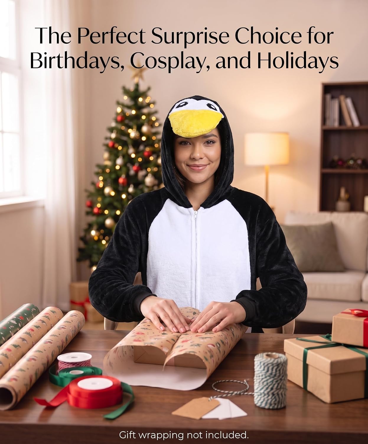Thumbnail 6 de Hundredmore Adult Animal Onesie Pajamas with Plush Hood, Zip Front & Pockets