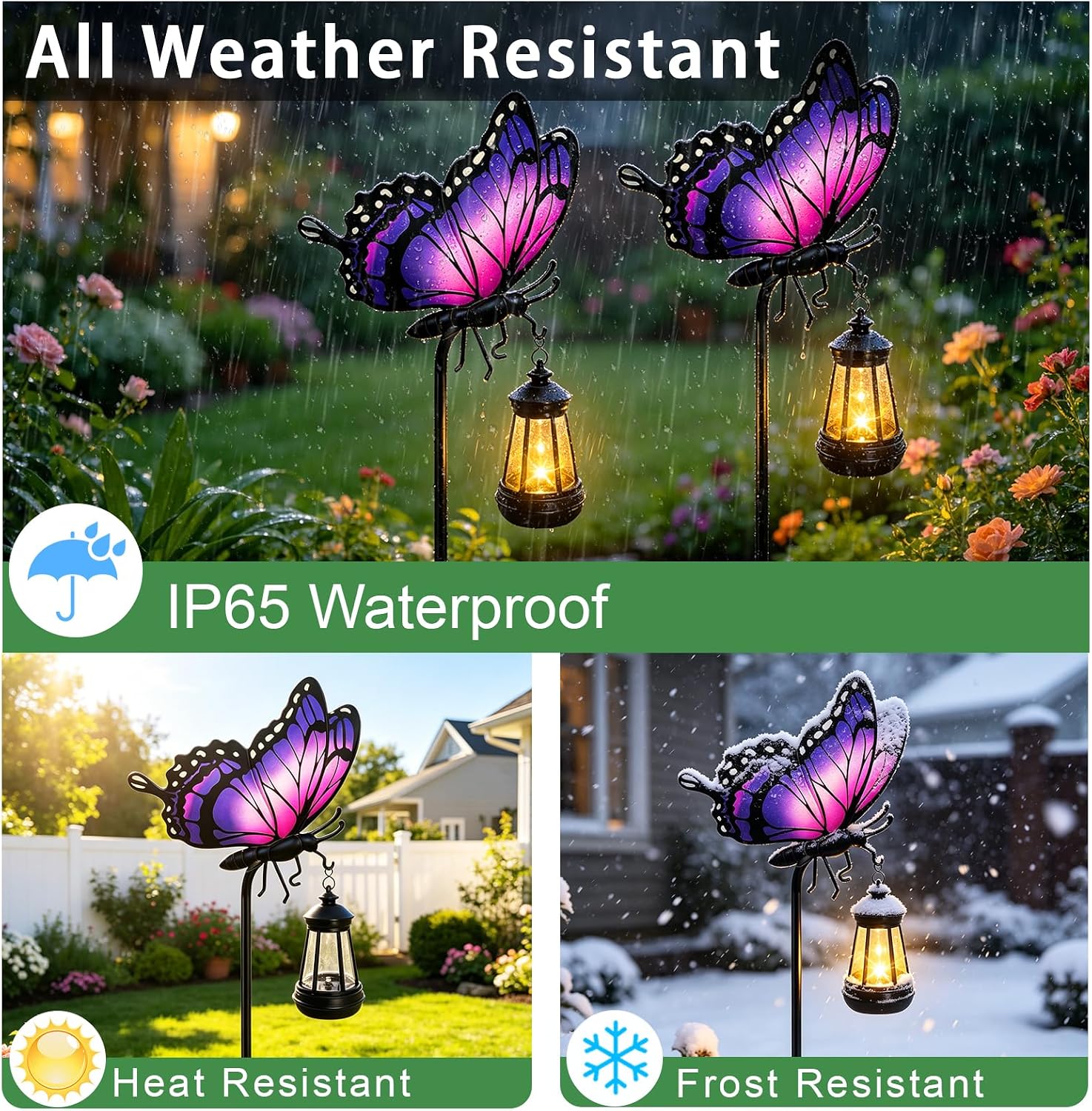 Detalle de MRHEPHAESTUS ZSHDTDDC Solar Butterfly Garden Stake, Purple Iron Decor