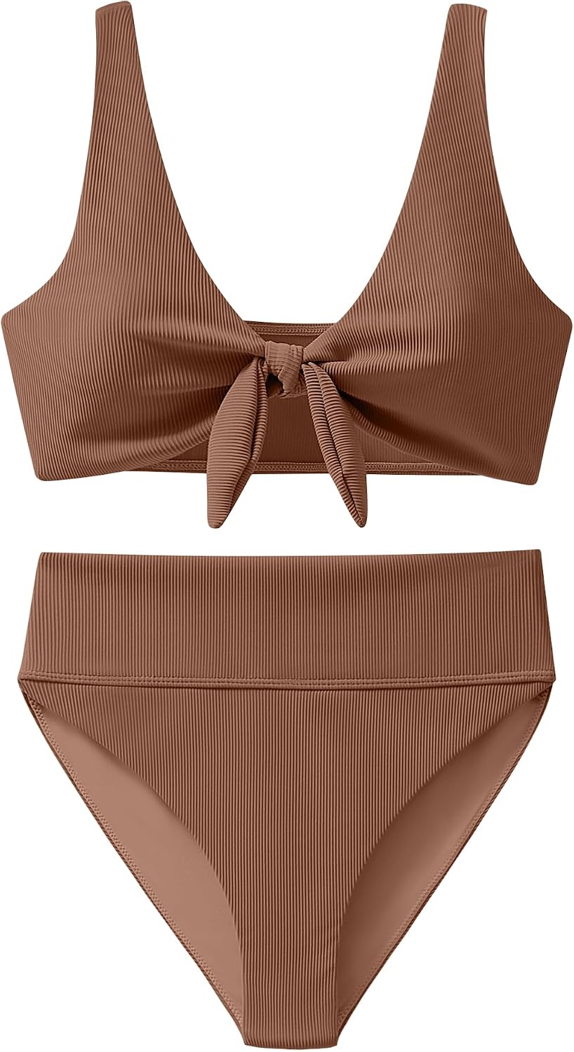 Detalle de ANRABESS Bikini Sets for Women: High-Waisted Ribbed Two-Piece Swimwear for Summer 2026