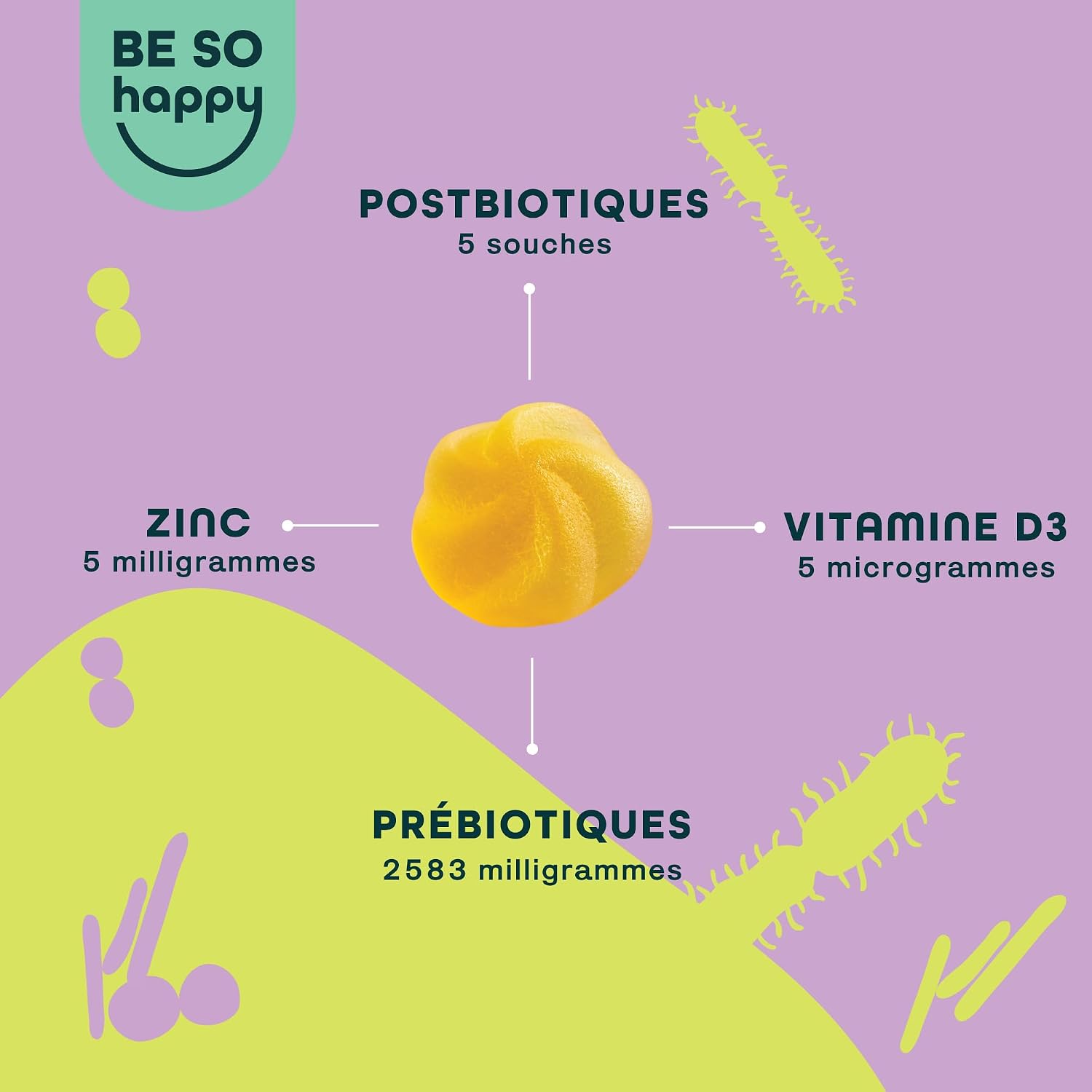Detalle de Prébiotiques et Postbiotiques Intestinaux – 60 Gummies vegan, sans gluten et sans lactose