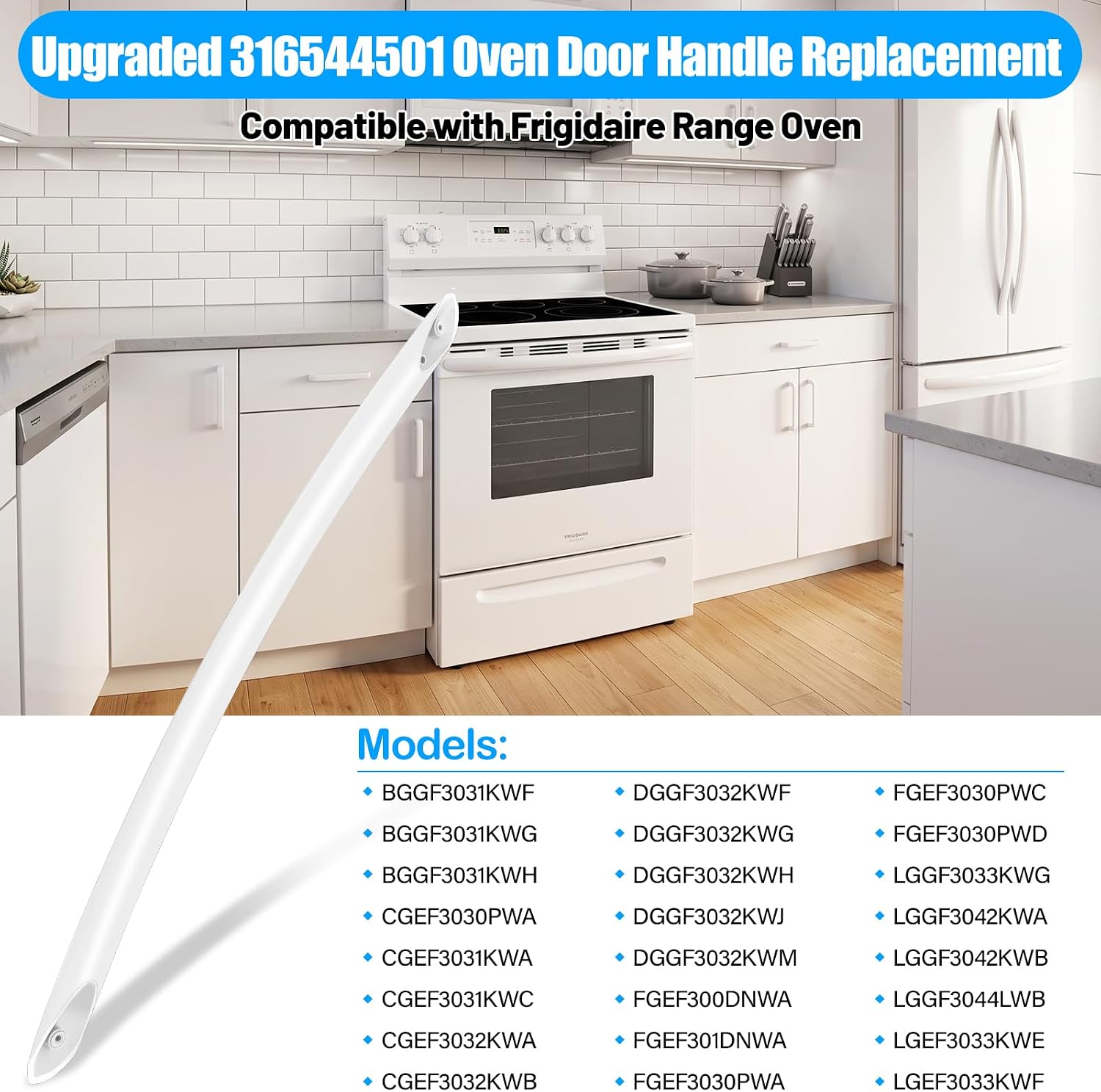 Detalle de ALVAR 316544501 White Oven Door Handle Replacement with Screws