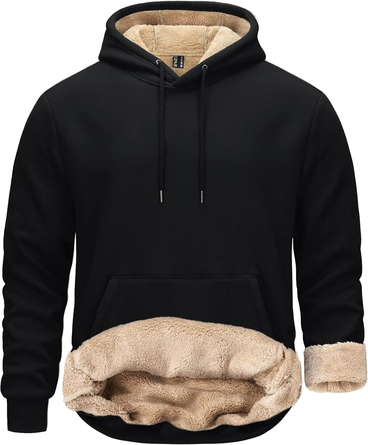Detalle 2 de KEFITEVD fleecehoodie voor heren met warme voering en kangoeroezak