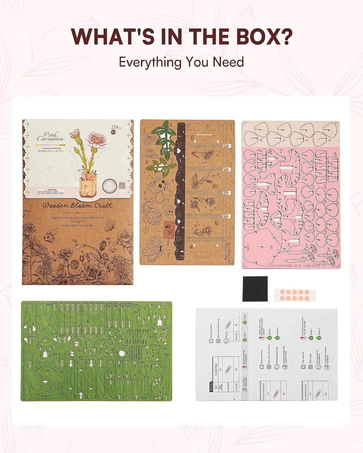 Thumbnail 6 de ROBOTIME 3D Puzzle Flowers Wooden Model Kit TW051 — A Relaxing DIY Floral Decoration