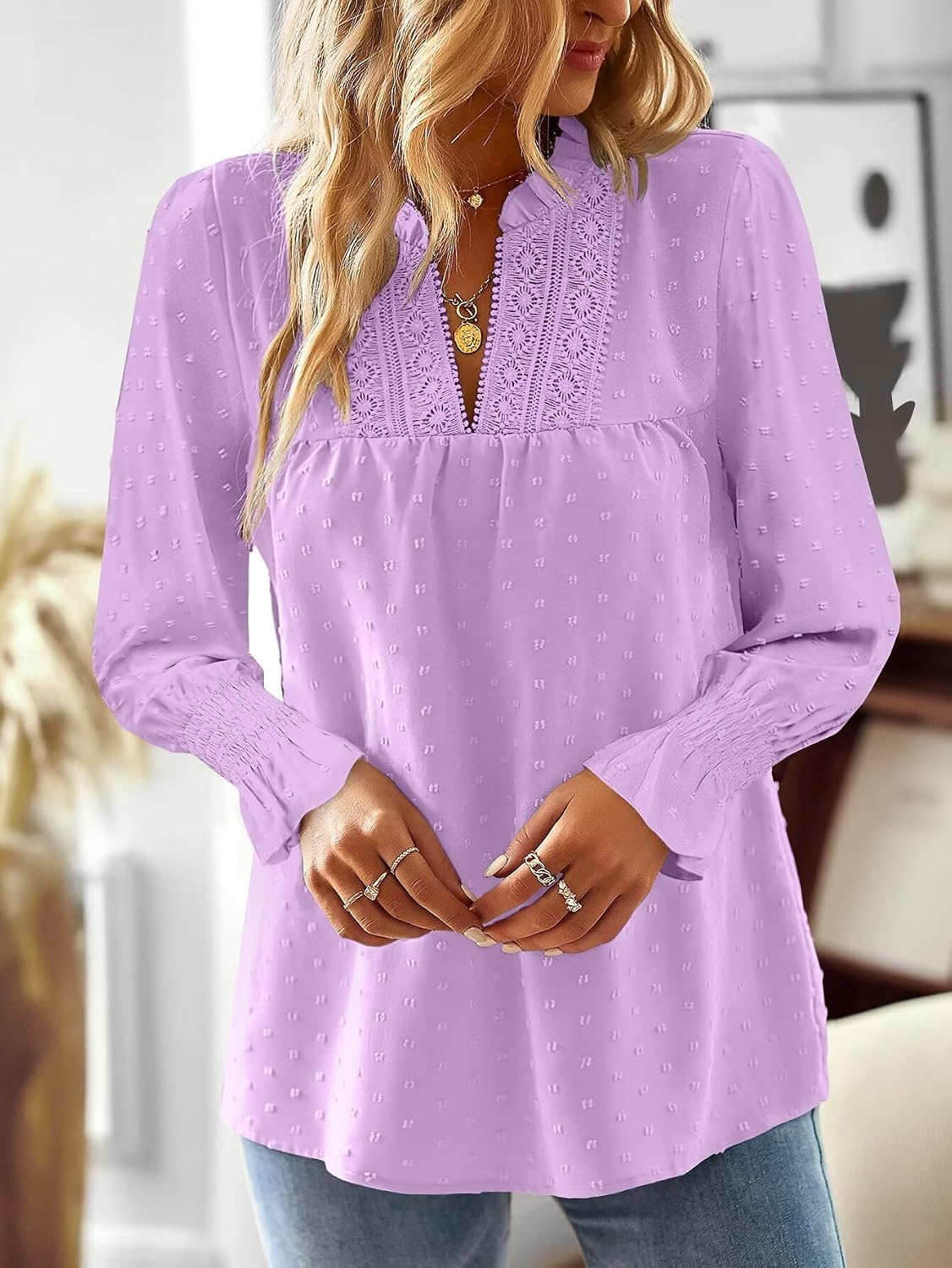Thumbnail 4 de TUUHAW Langarmshirt Damen Herbst Boho Top