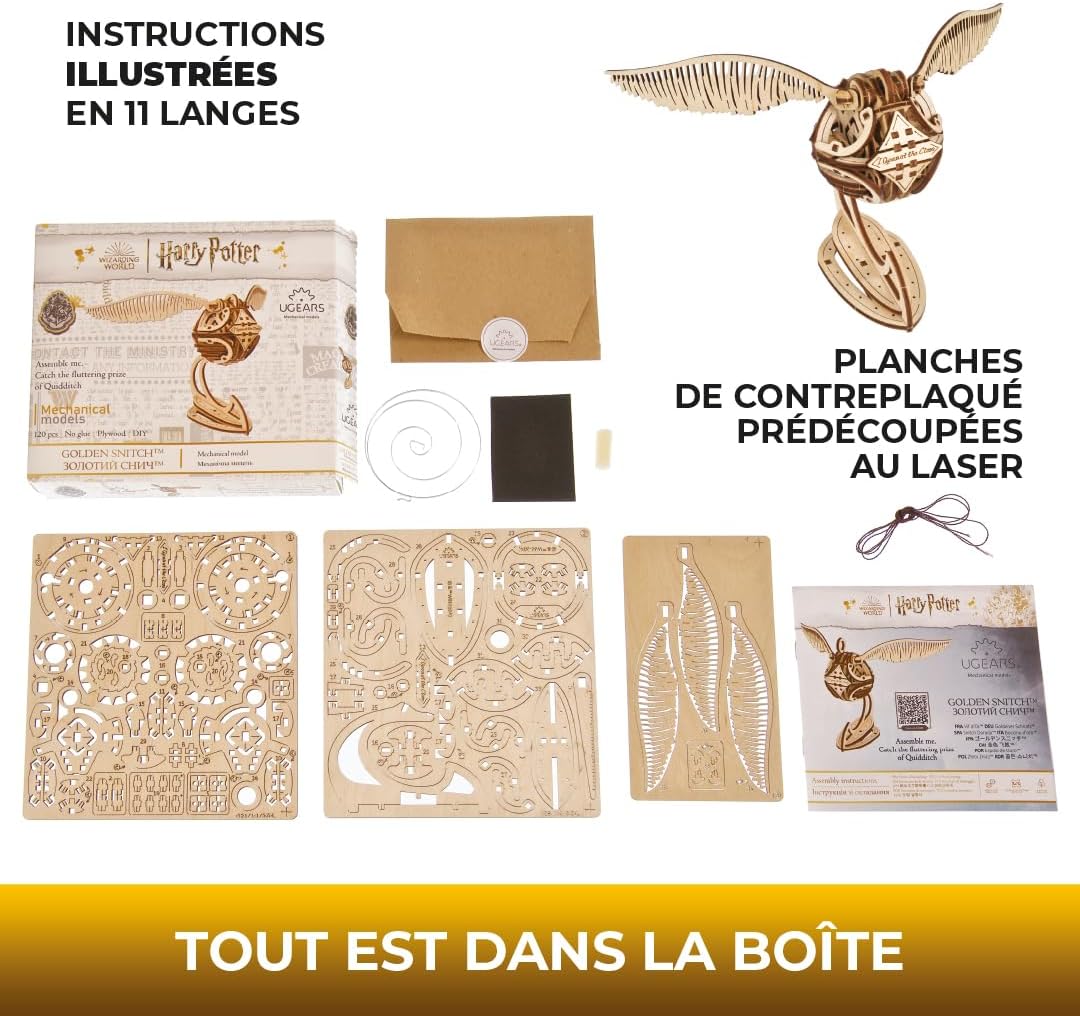 Thumbnail 6 de UGEARS Puzzle 3D en Bois – Kit de Modèle de Vif d'Or Harry Potter (120 pièces) pour Adults