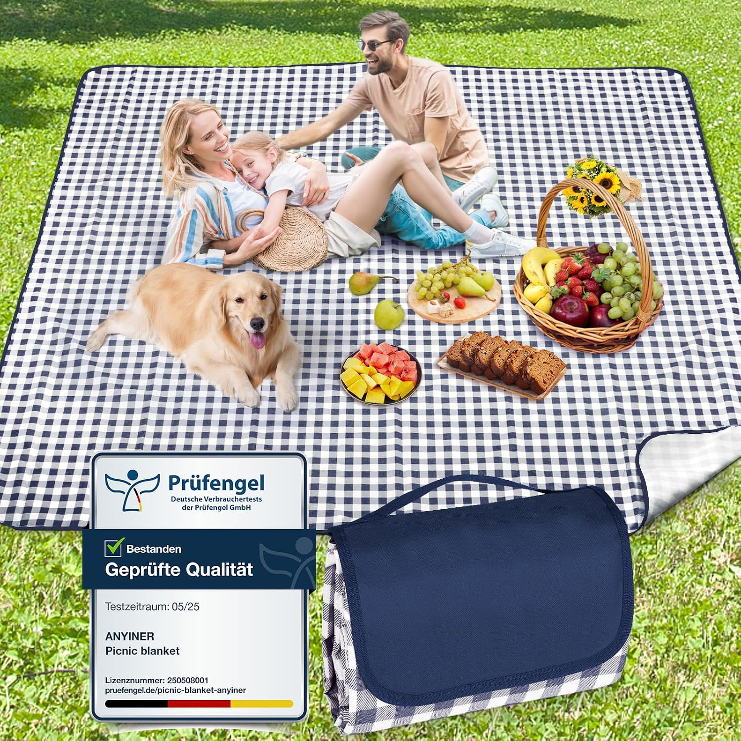 Anyiner Picnic Blanket Waterproof 200x200cm