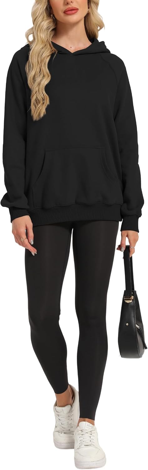 Detalle 2 de Timuspo Hoodie Damen Oversize – Bequemer Baumwollpullover mit Kapuze, langärmlig, einfarbig