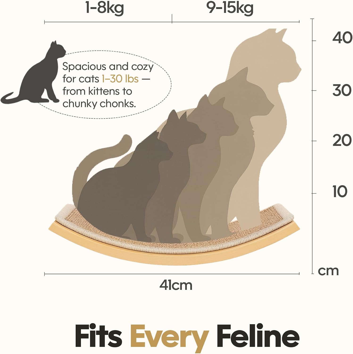 Detalle de Curved Floating Cat Shelf with Cat Sisal Mat