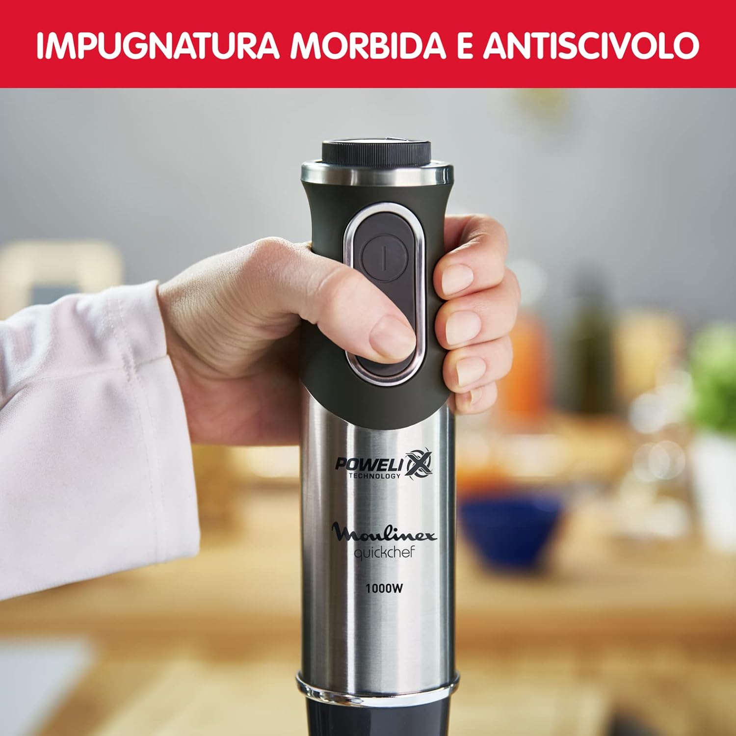 Detalle de Moulinex DD6578 Quickchef 2in1 Frullatore a Immersione: potenza 1000 W, tecnologia Powelix e accessori inclusi