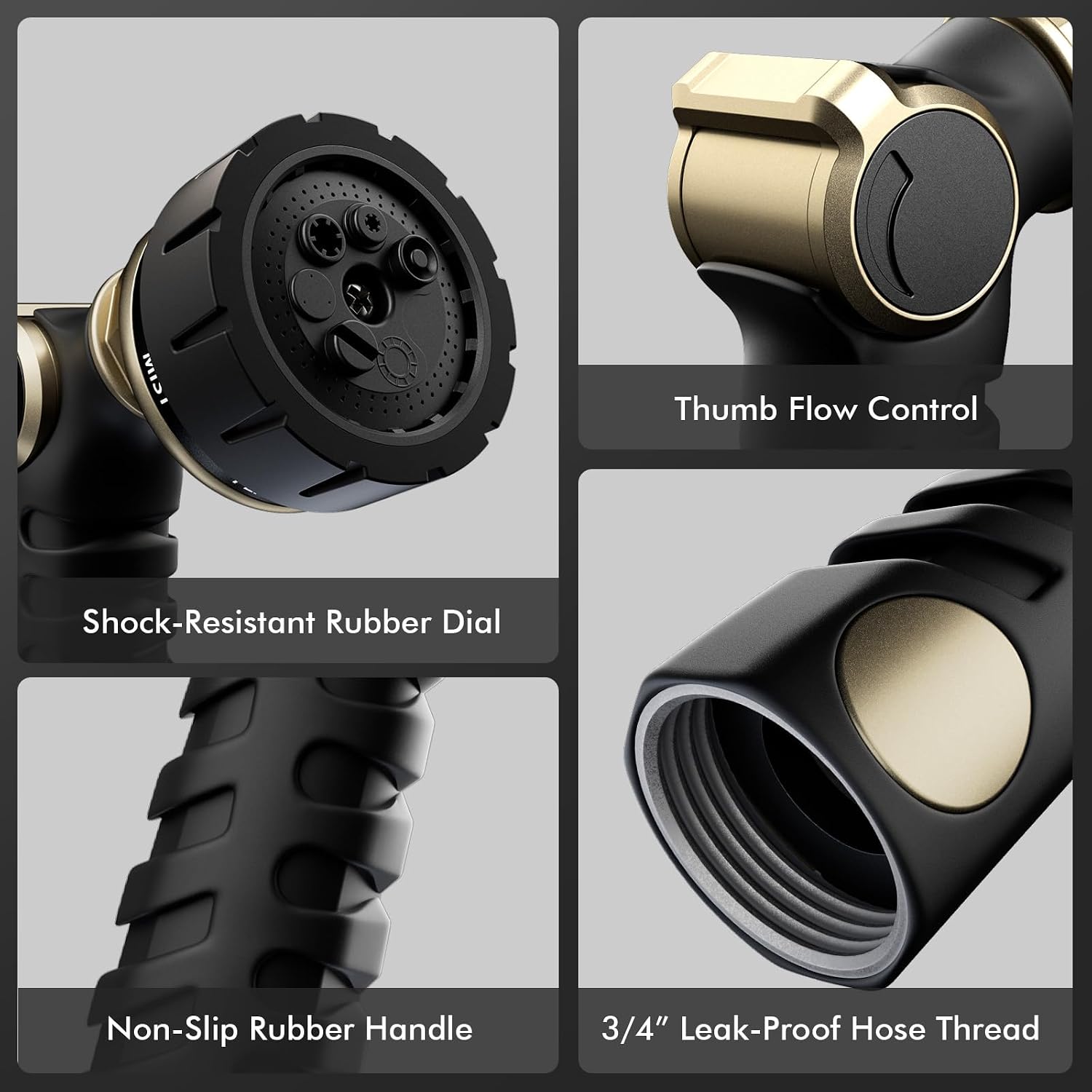 Thumbnail 6 de RESTMO O-HN-9 Metal Garden Hose Nozzle, 7 Spray Patterns, Thumb Control