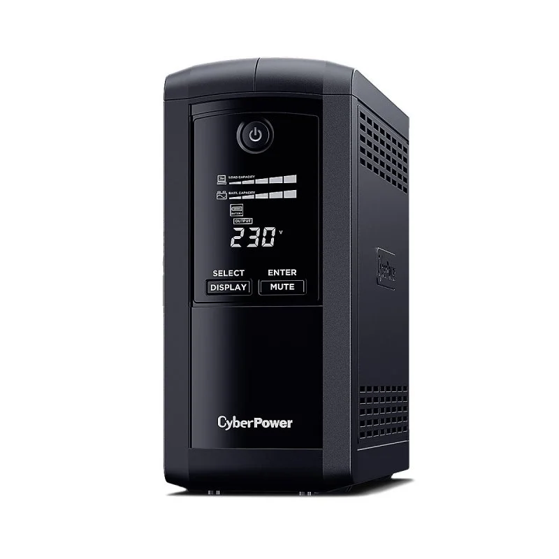Detalle de CyberPower VP1000ELCD Value Pro: SAI de 1000VA con AVR, LCD y protección de datos