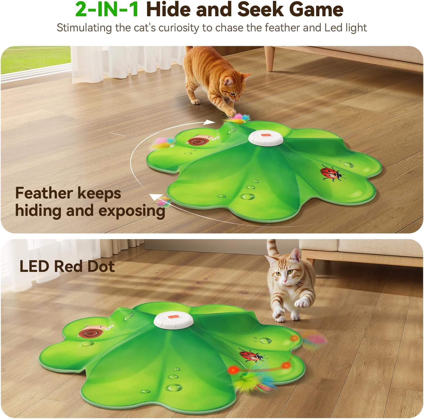 Detalle 2 de FEELNEEDY FN-P20 Interactive Cat Toy with Moving Feathers and LED Red Dot