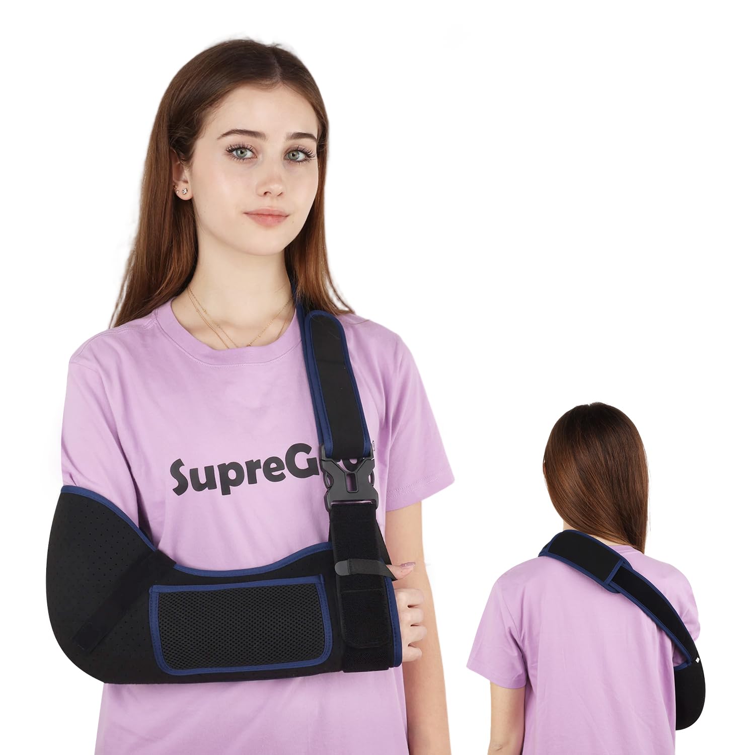 Detalle de supregear AS00000147 armsling maat M, ademend en verstelbaar, zwart en donkerblauw