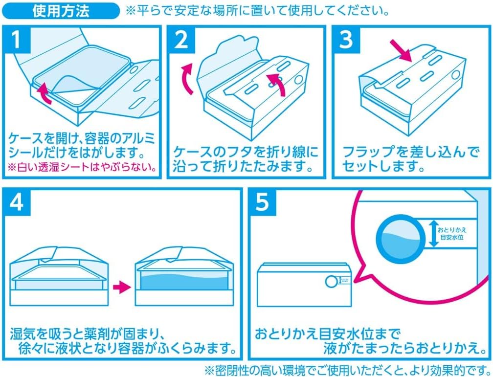 Detalle de ドライ&ドライUP NECO 除湿剤 1000mL×4個入り・圧縮包装容器