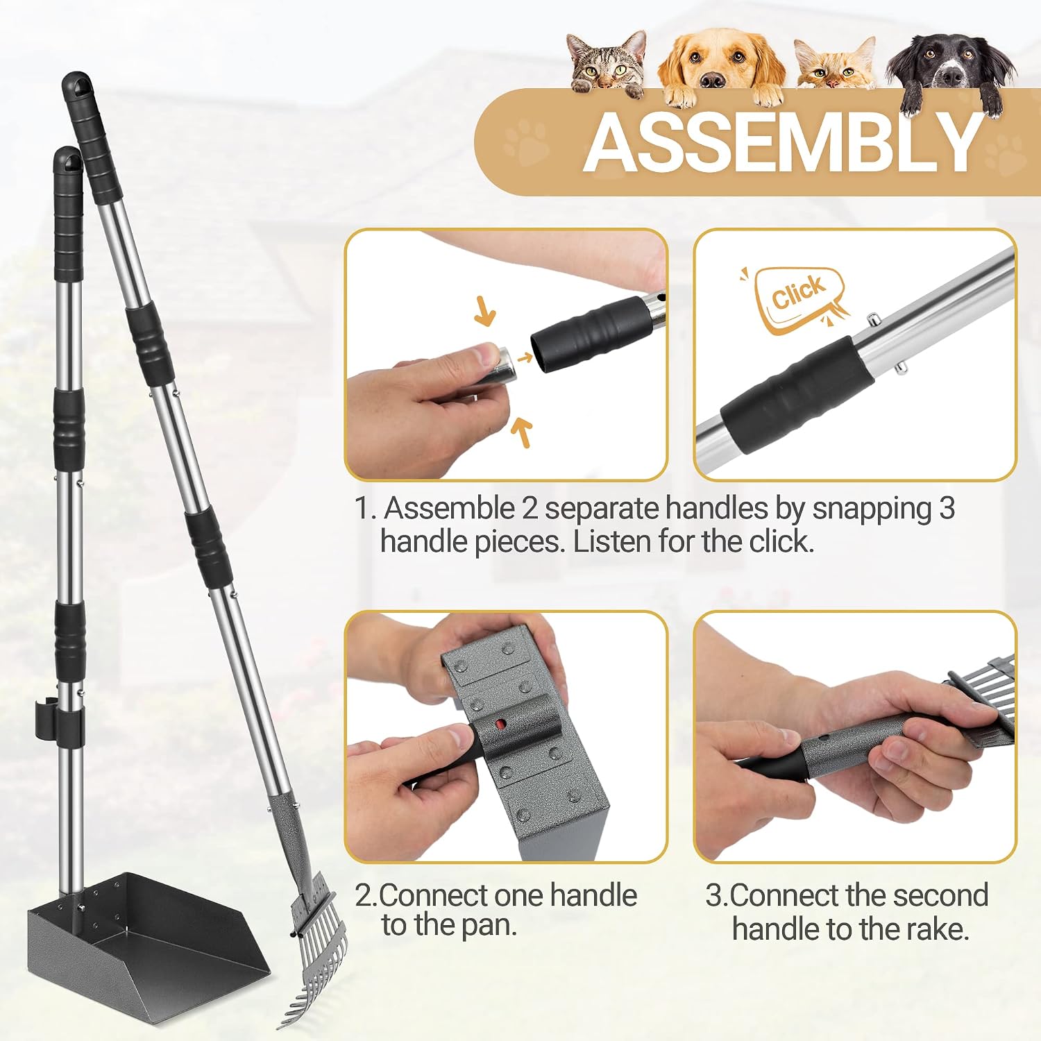 Detalle 2 de Heeyoo Dog Pooper Scooper Set with Stainless Handles