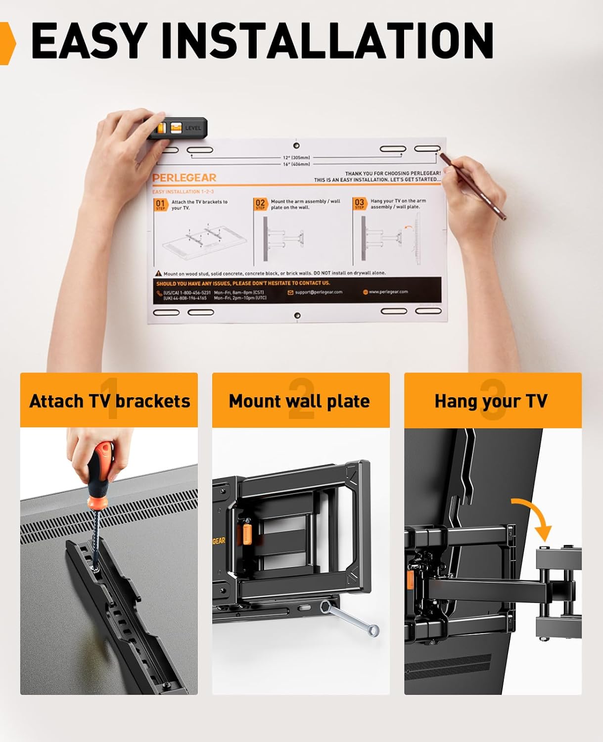 Thumbnail 6 de Perlegear PGLF12 TV Wall Mount 132 lbs