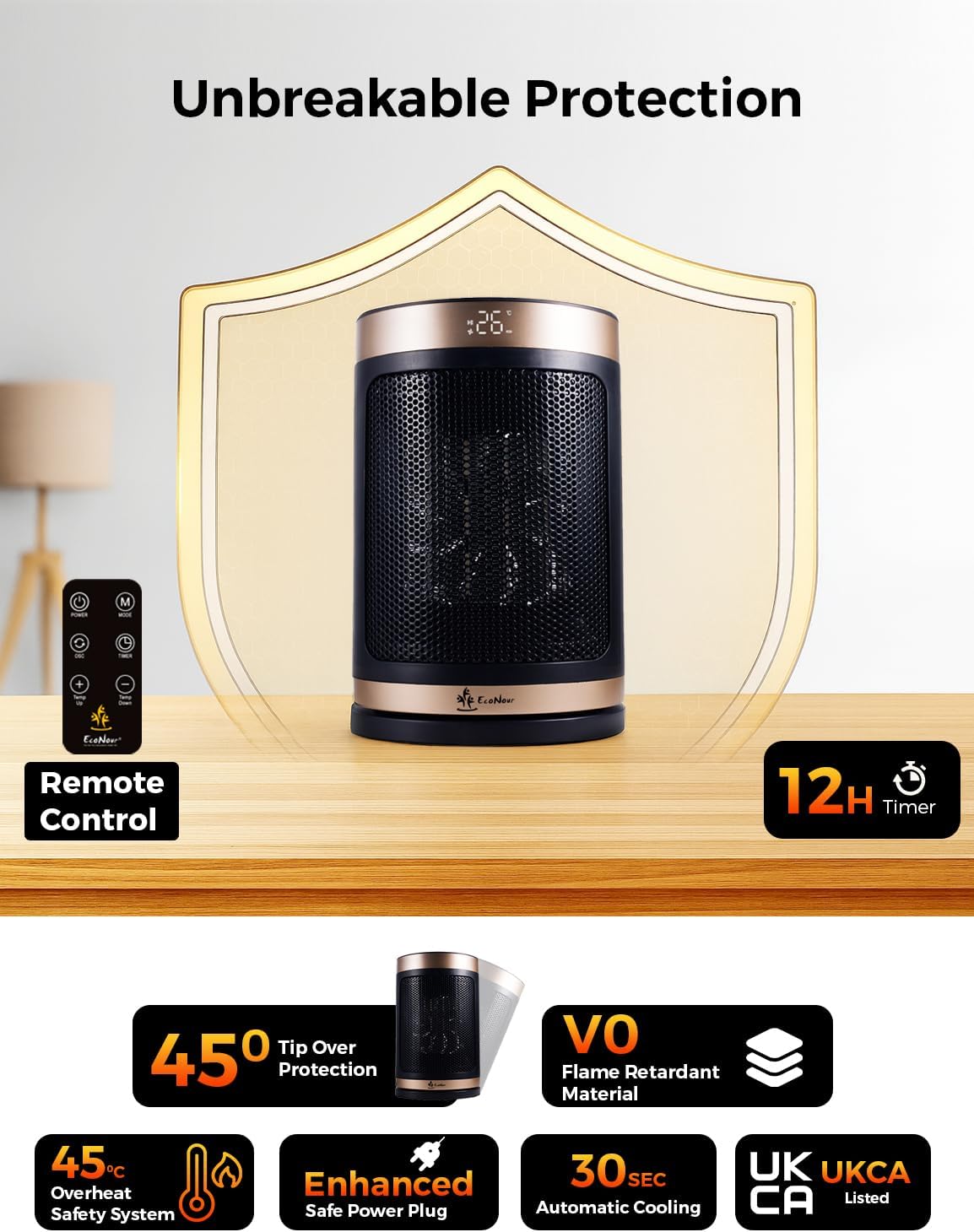 Thumbnail 4 de EcoNour Electric Heater 1500 W space heater