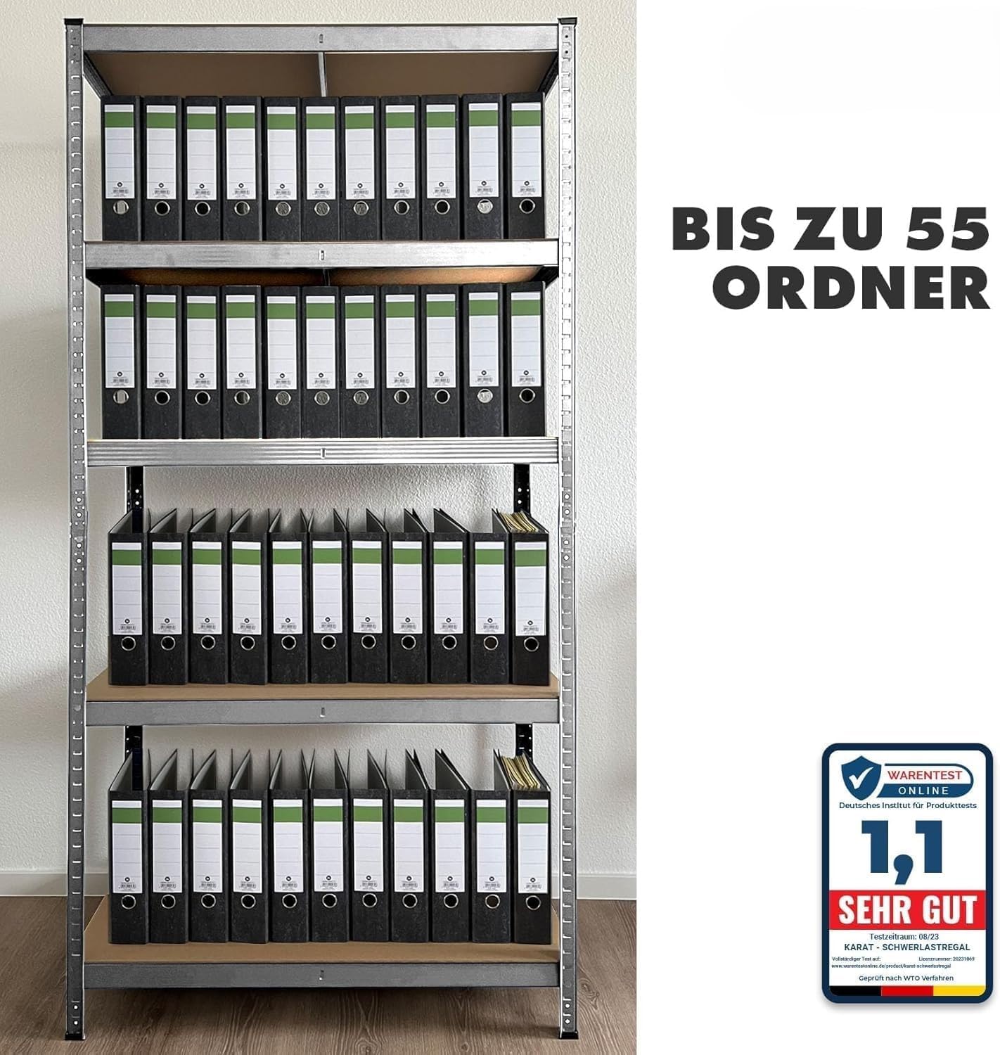 Thumbnail 5 de KARAT schwerlastregal Steckregal (Keller-/Lagerregal) – Traglast bis 1.250 kg, Schnellmontage, blau, 180 × 90 × 45 cm