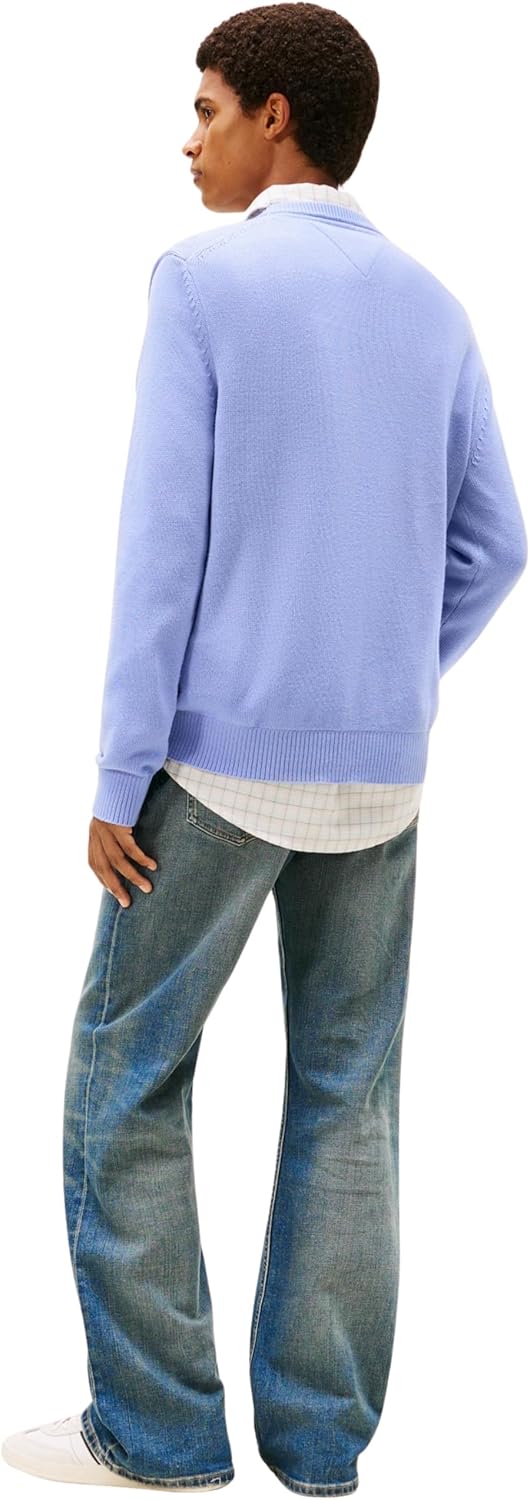 Detalle de Tommy Jeans Uomo Pullover Sweater Slim Fit in cotone a girocollo