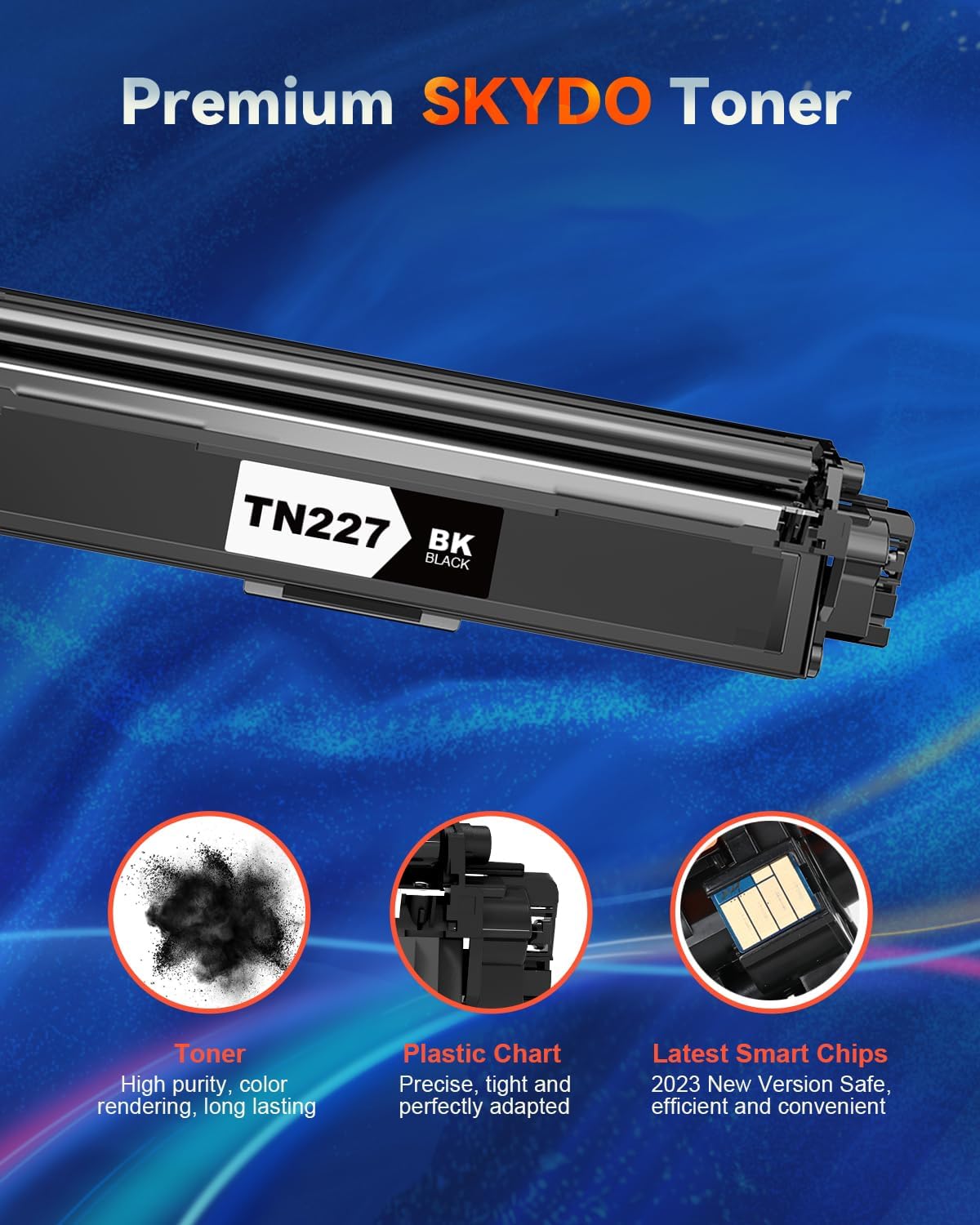 Detalle 2 de Skydo TN227 TN227BK Black Toner Cartridge, 2-Pack with Chip
