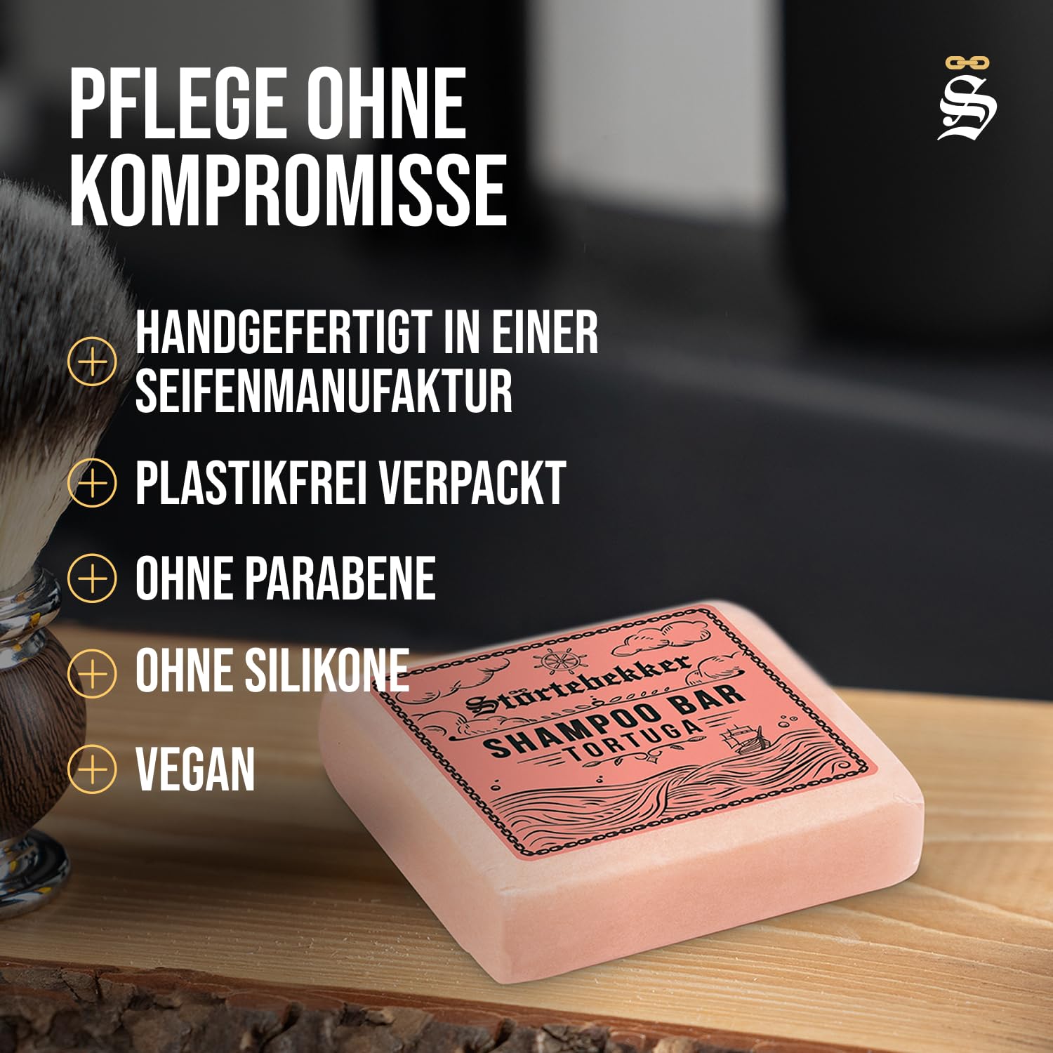 Detalle de Störtebekker Premium Shampoo Bar Tortuga – 100 g, 3in1 festes Shampoo für Haare, Kopfhaut und Bart