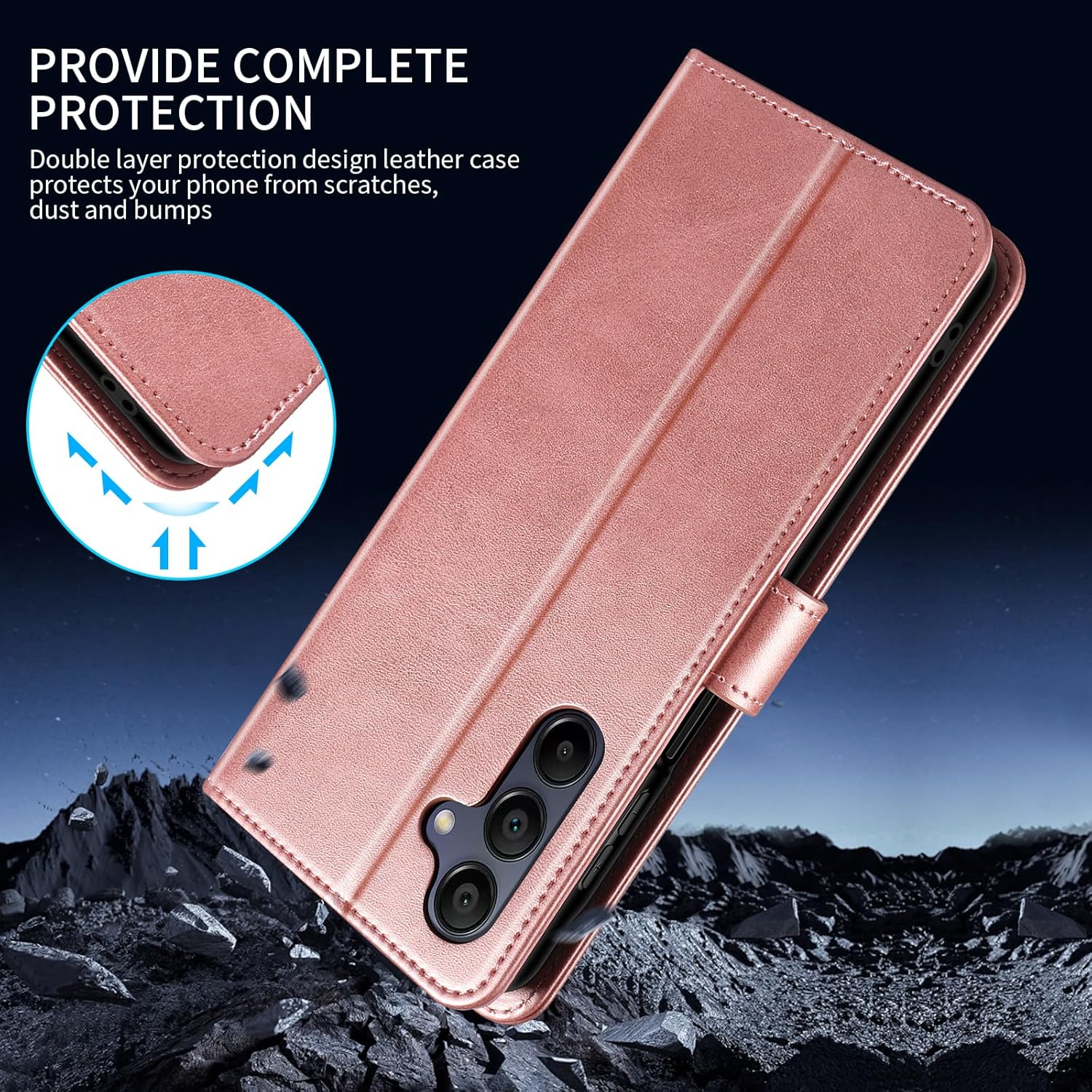 Thumbnail 5 de WAURZ Cover a libro in pelle per Samsung Galaxy A36 5G (rosa) con protezione schermo e porta carte