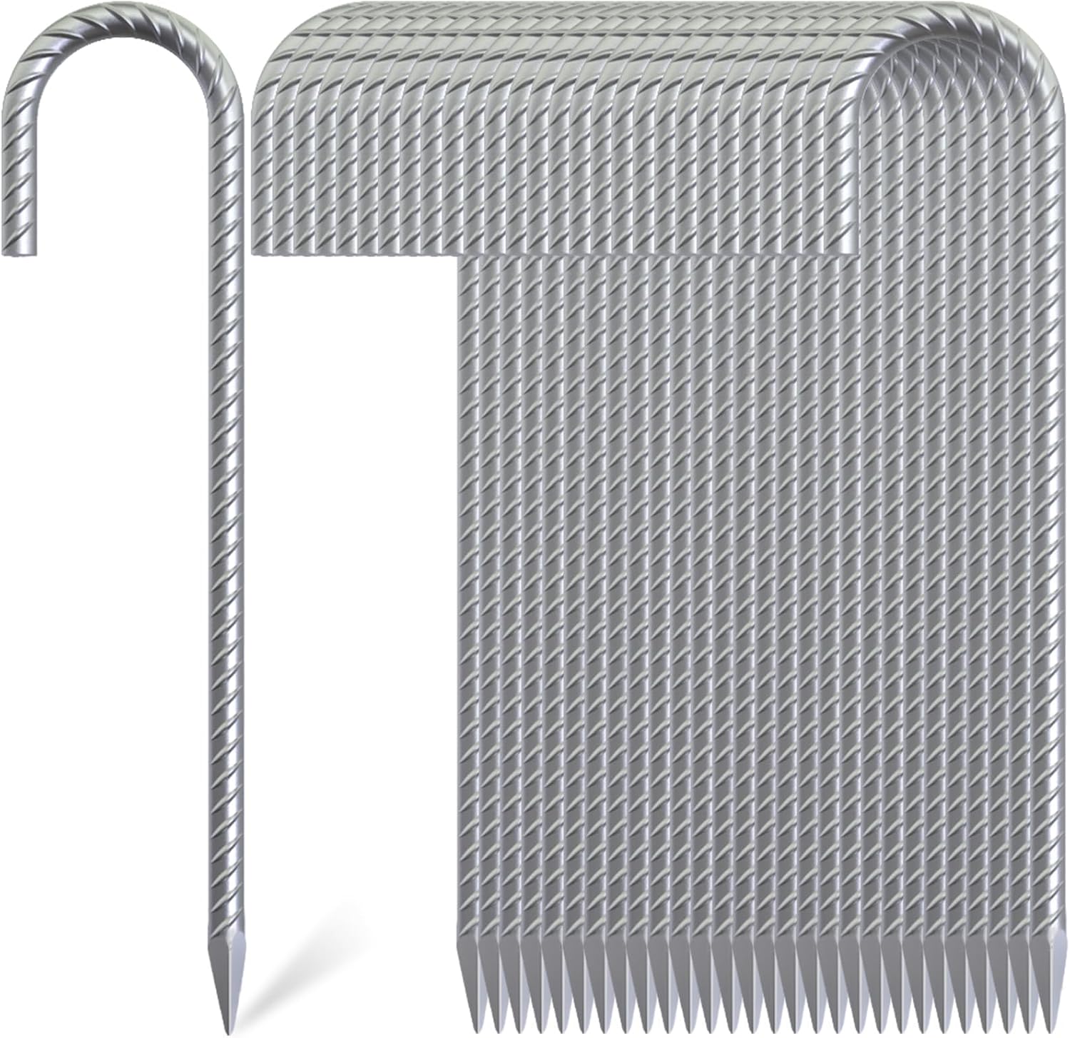 Detalle de OK5STAR 12-Inch J-Hook Rebar Stakes, 30-Pack, Galvanized Steel, 5/16-Inch
