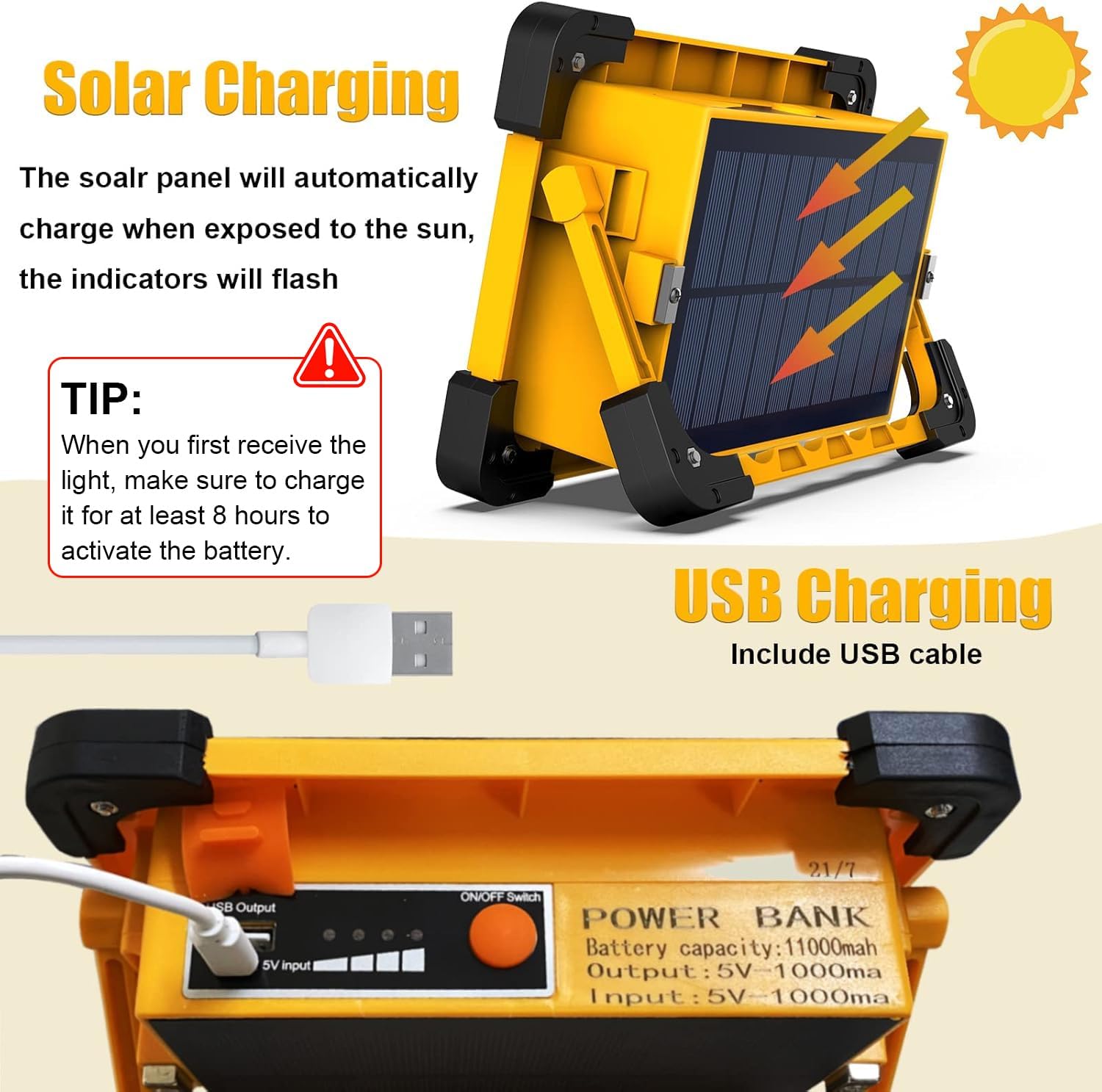 Detalle 2 de OHAYORI 80W Foco LED Recargable Solar 6000 mAh