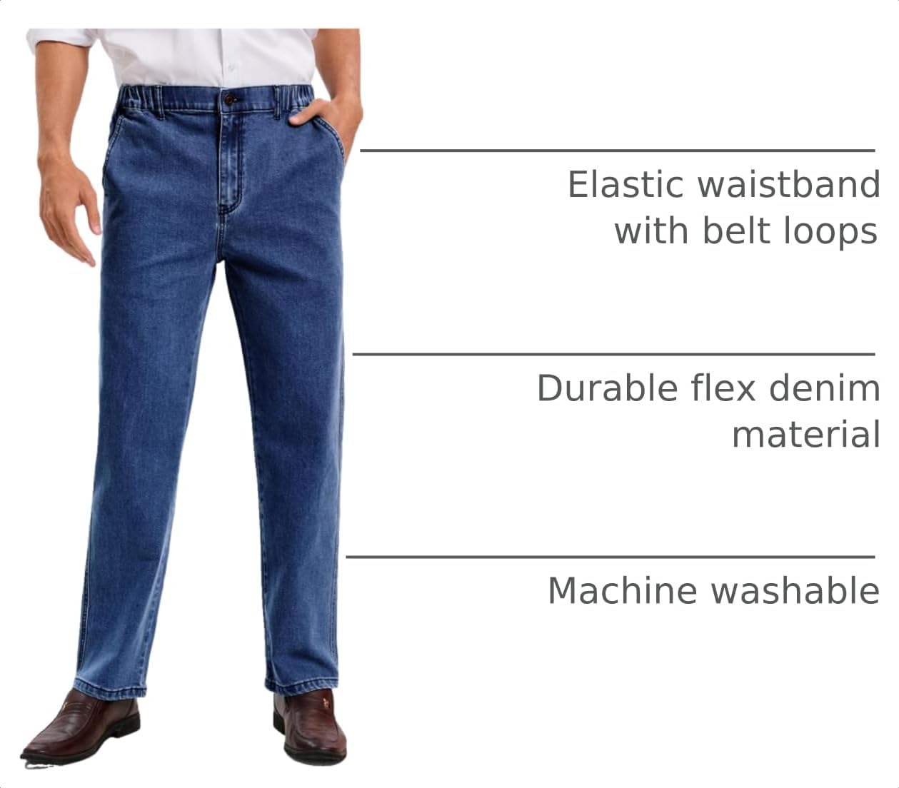 Detalle 2 de Men’s Elastic Waist Jeans Relaxed Fit