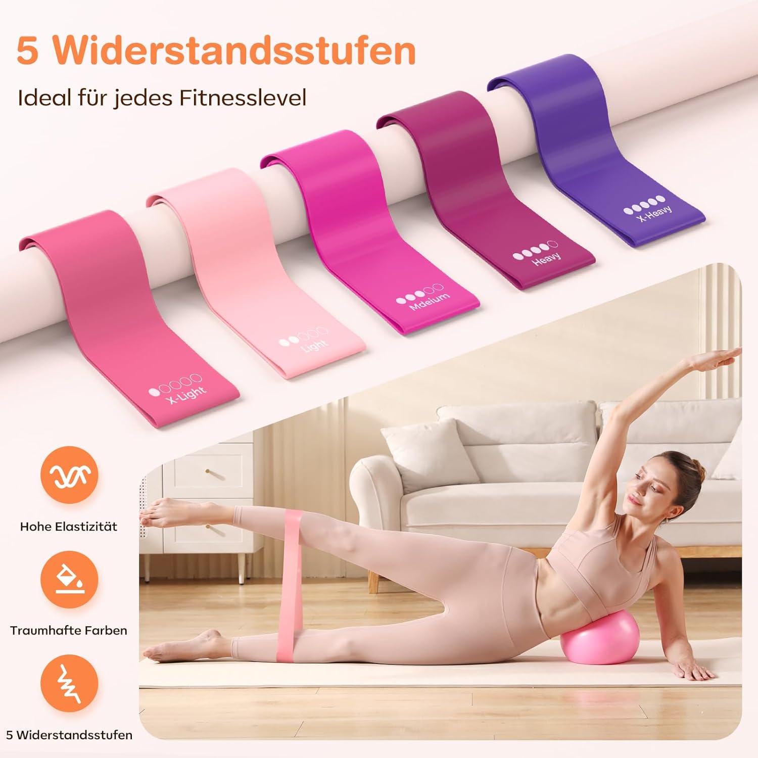 Thumbnail 3 de Vanlgs Pilates Kit 13-teiliges Home-Workout-Set mit Pilates-Ring, Ball & Widerstandsbändern (für Anfänger)