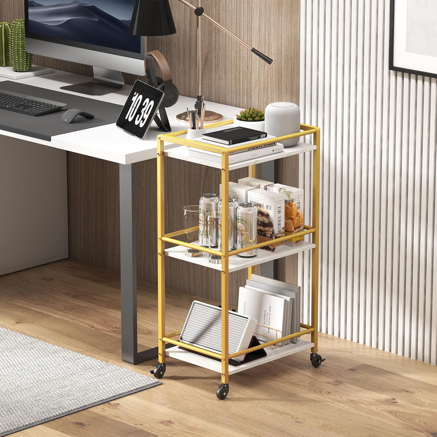 Thumbnail 6 de Lifewit Carrello da Cucina a 3 Livelli con Ruote Blocca… Dorato – Versatilità e stile per casa e ufficio
