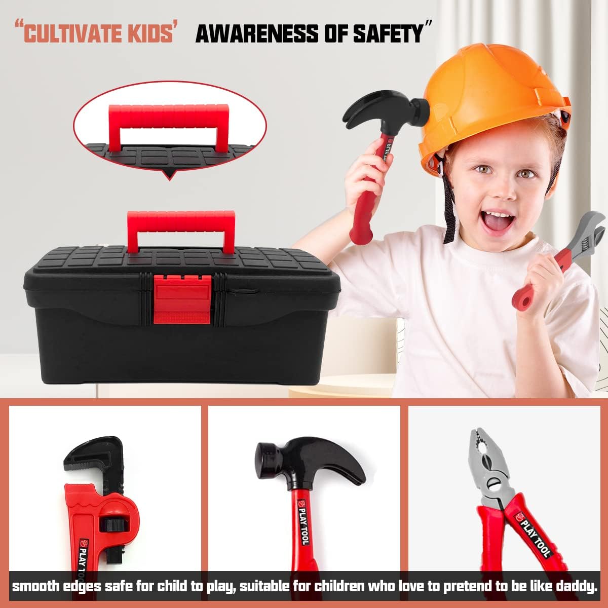 Thumbnail 3 de HYRENEE Kids Tool Set (48-Piece) with Electronic Toy Drill & Tool Box