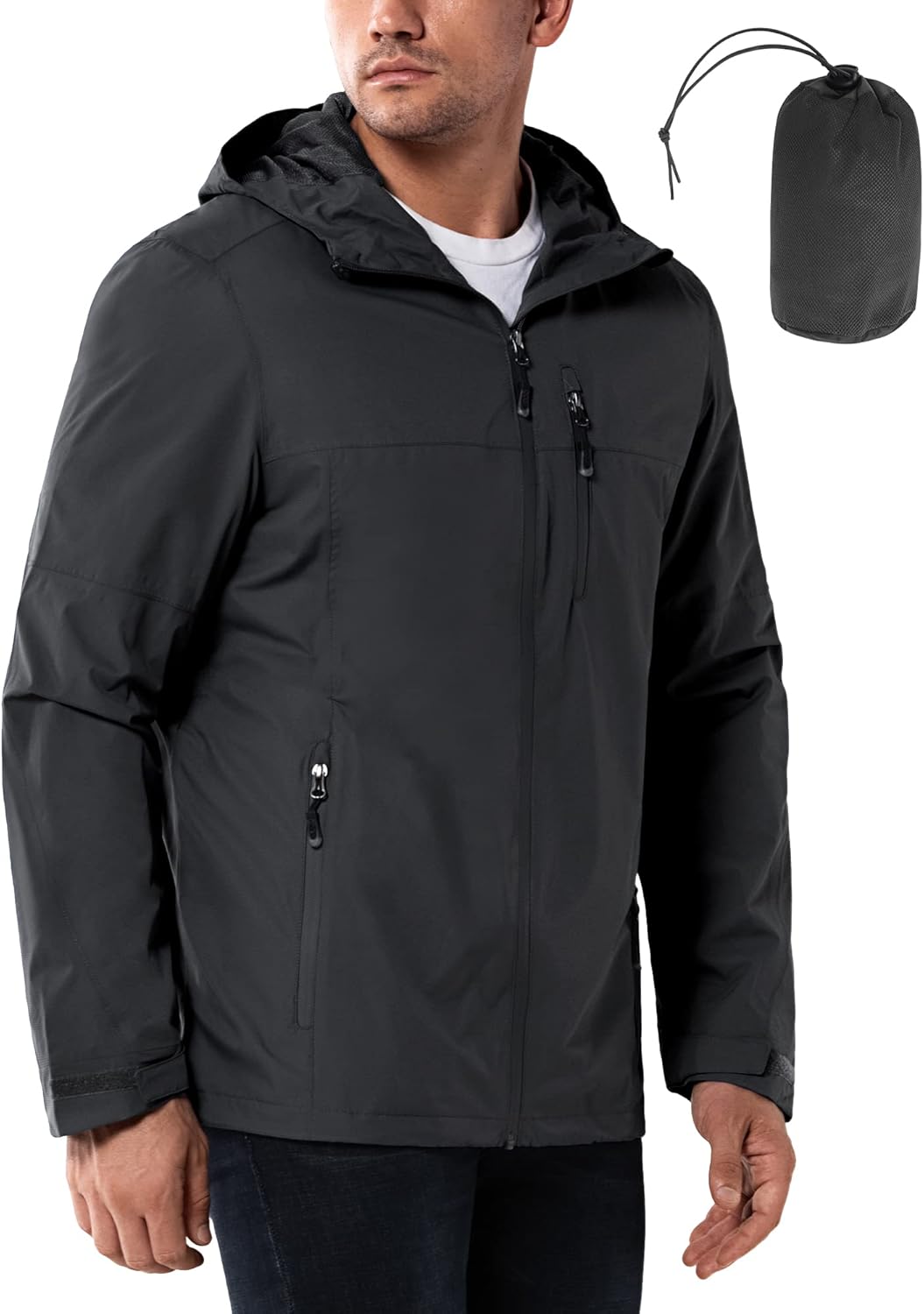 Detalle de 33,000ft Men's Outdoor Waterproof Jacket: Packable Windbreaker for Cycling and Camping