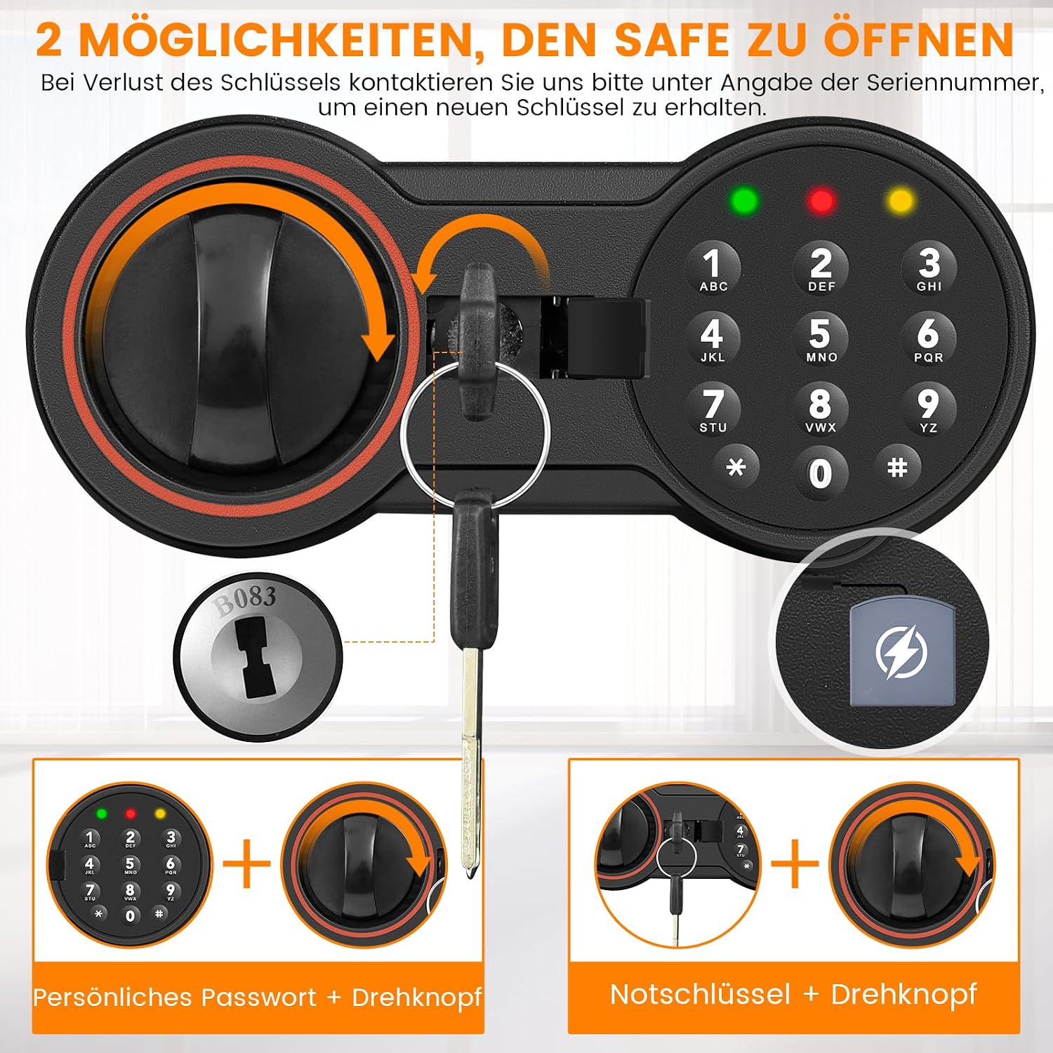 Detalle 2 de 80L Großer Safe Tresor Feuerfest