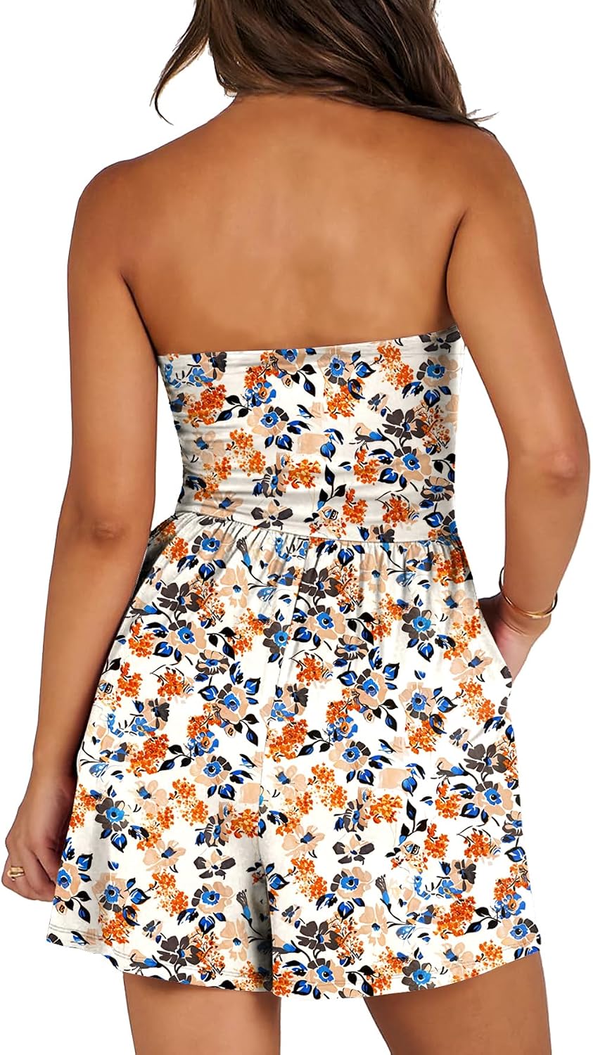 Thumbnail 4 de AUXDIO Women Summer Casual Strapless Romper Jumpsuit