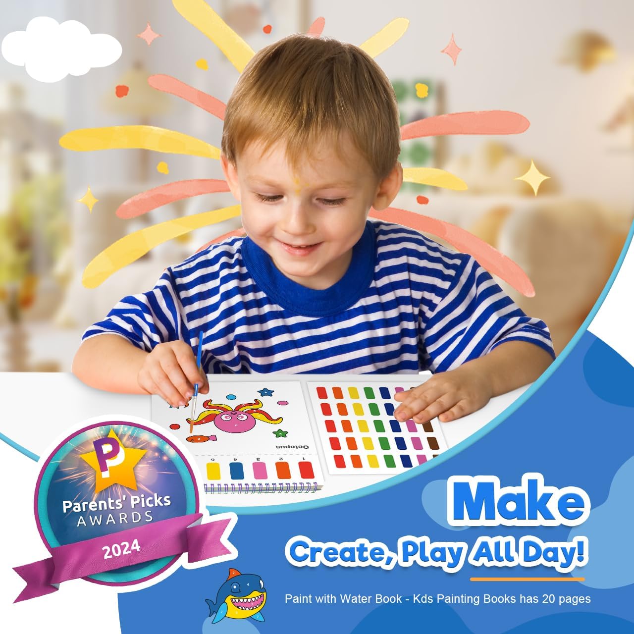 Thumbnail 1 de ZMLM Water Painting Books for Kids — Mess Free Water Colouring Book Paint by Numbers (Sea)
