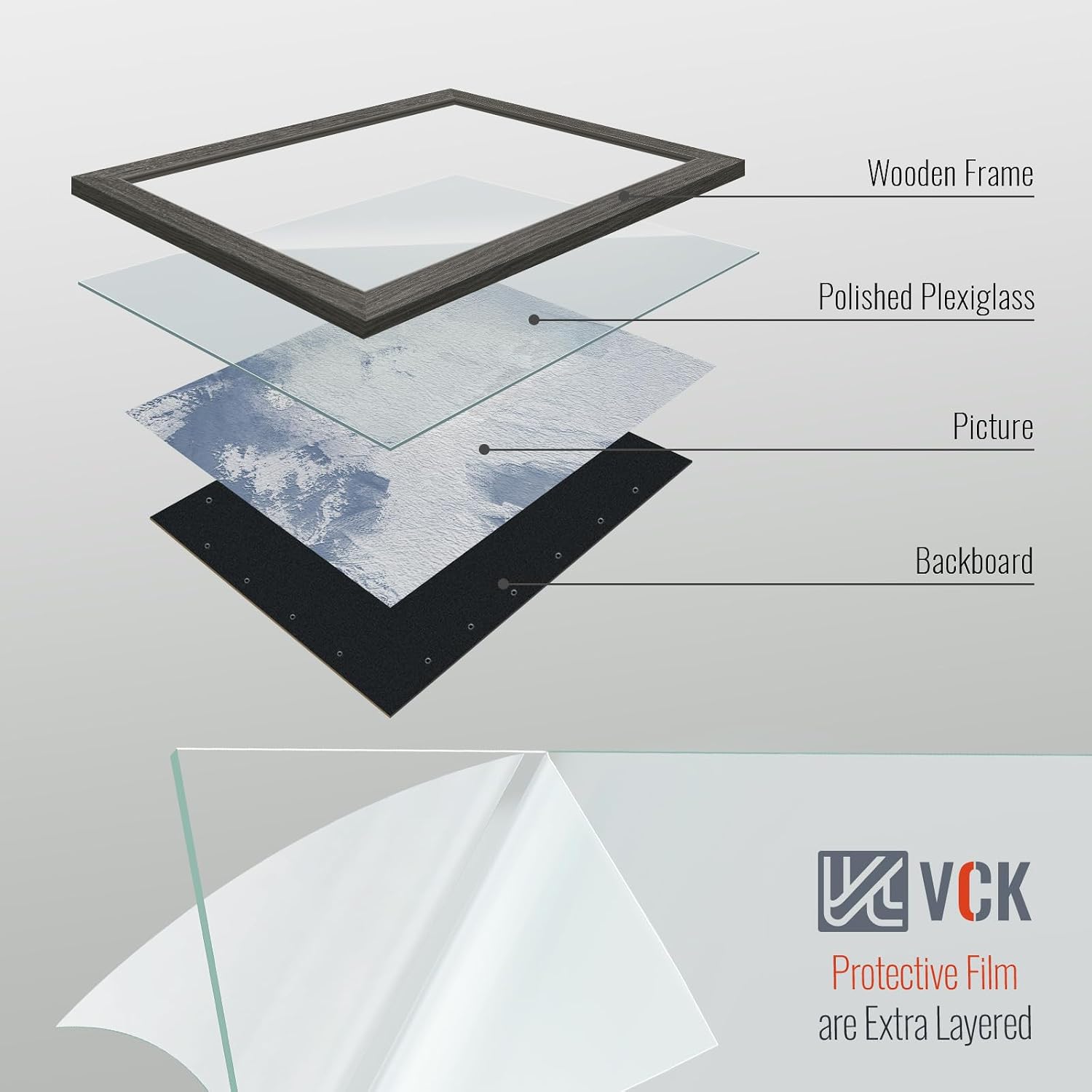 Detalle 2 de VCK 11x17 Picture Frame 5-Pack gray solid wood frames 🖼