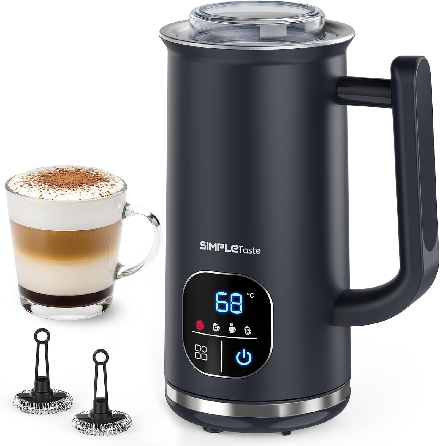 Detalle de SIMPLETASTE Mousseur à Lait Électrique 4-en-1: mousse chaude/froide et latte prêt en 2 minutes