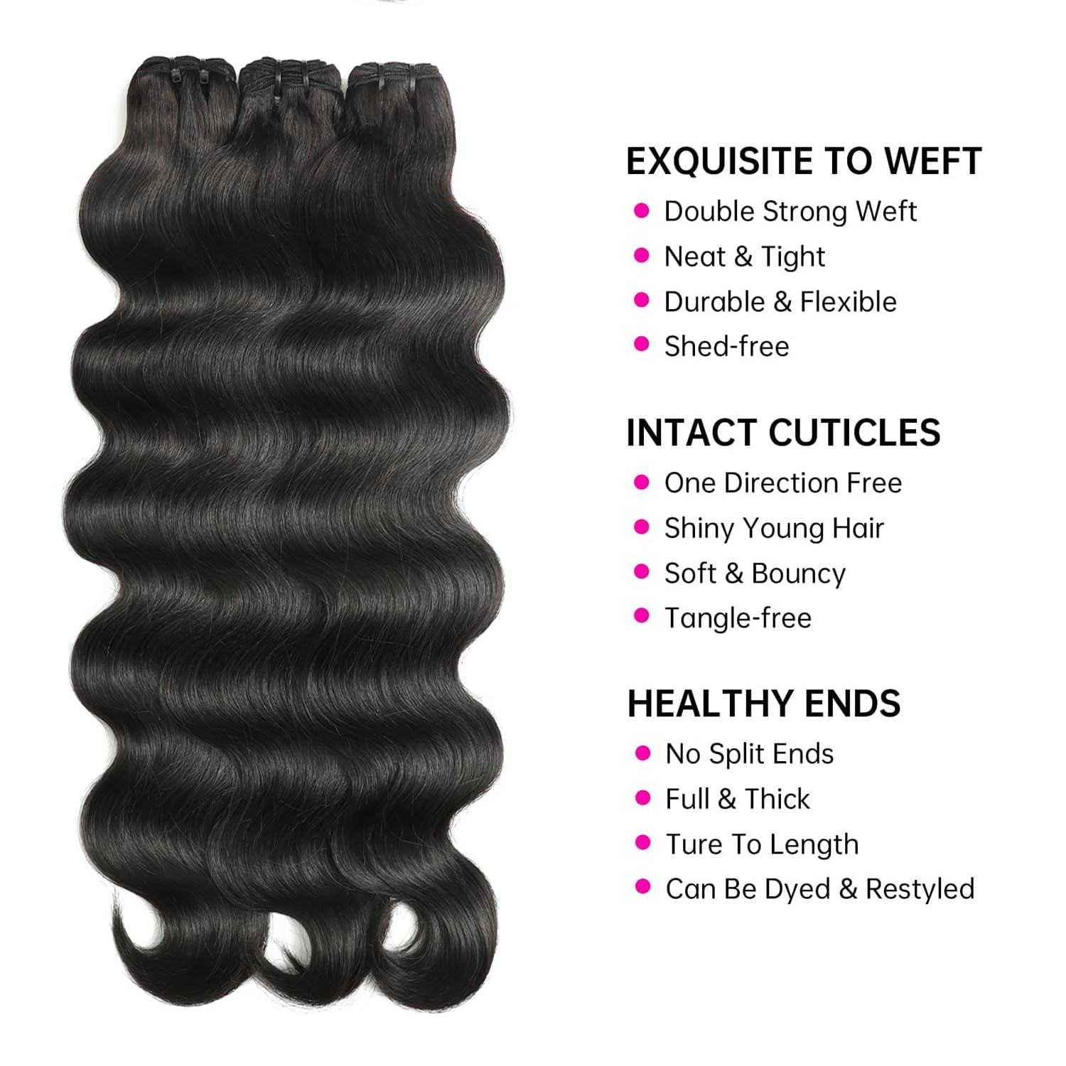 Detalle 2 de Human Hair Bundles 18 20 22 Body Wave
