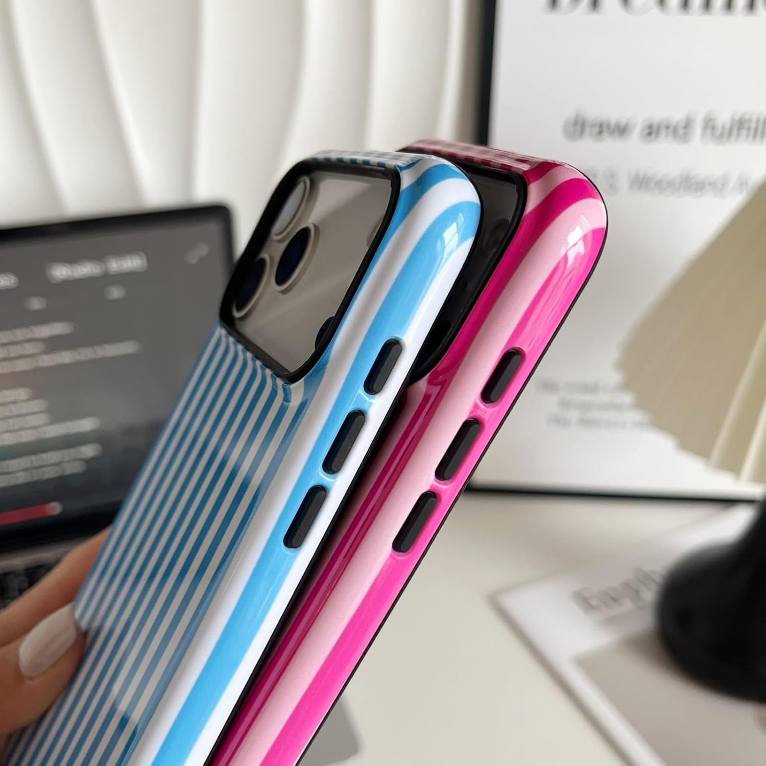 Thumbnail 6 de Longlayss Striped Shockproof Case for iPhone 17 Pro Max (Hot Pink)
