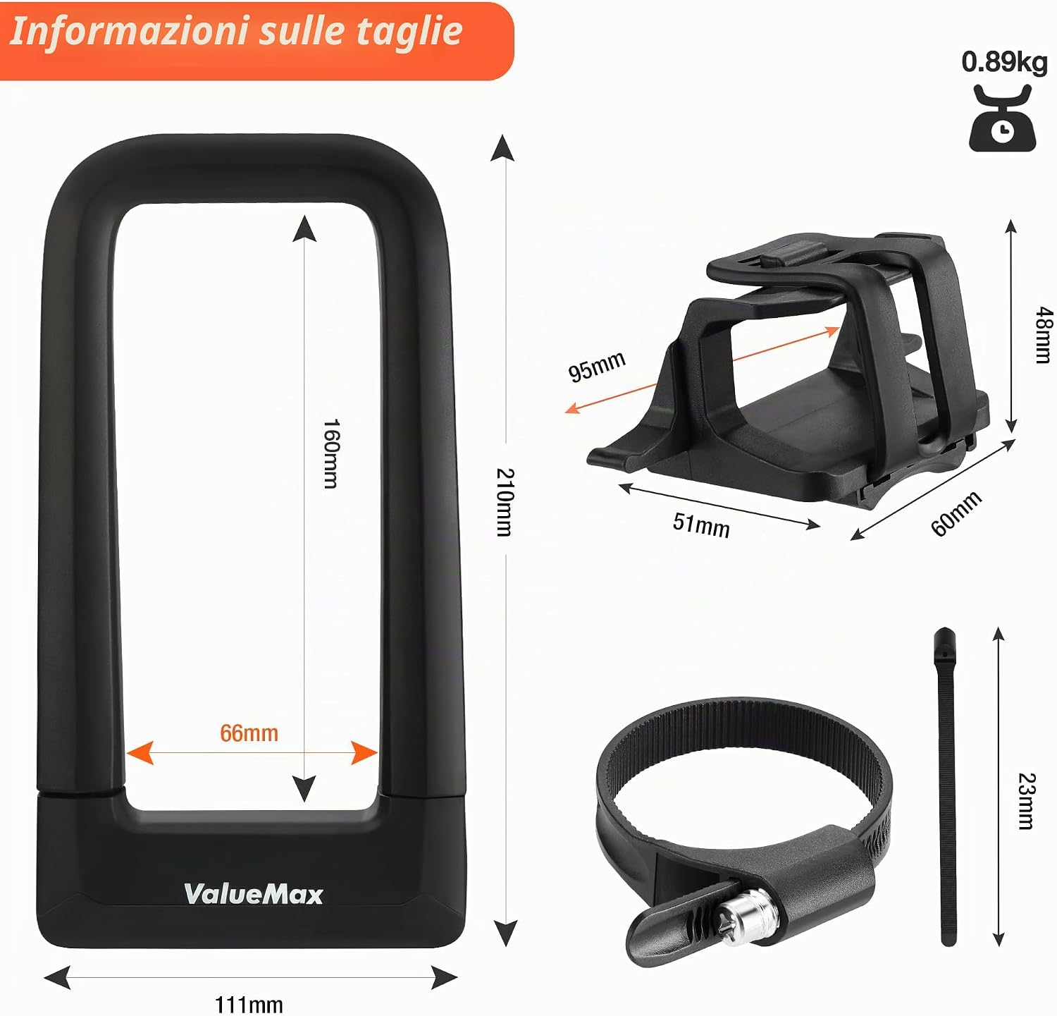 Thumbnail 4 de ValueMax Lucchetto a U per Bicicletta: robusto, pratico e pronto all’uso quotidiano