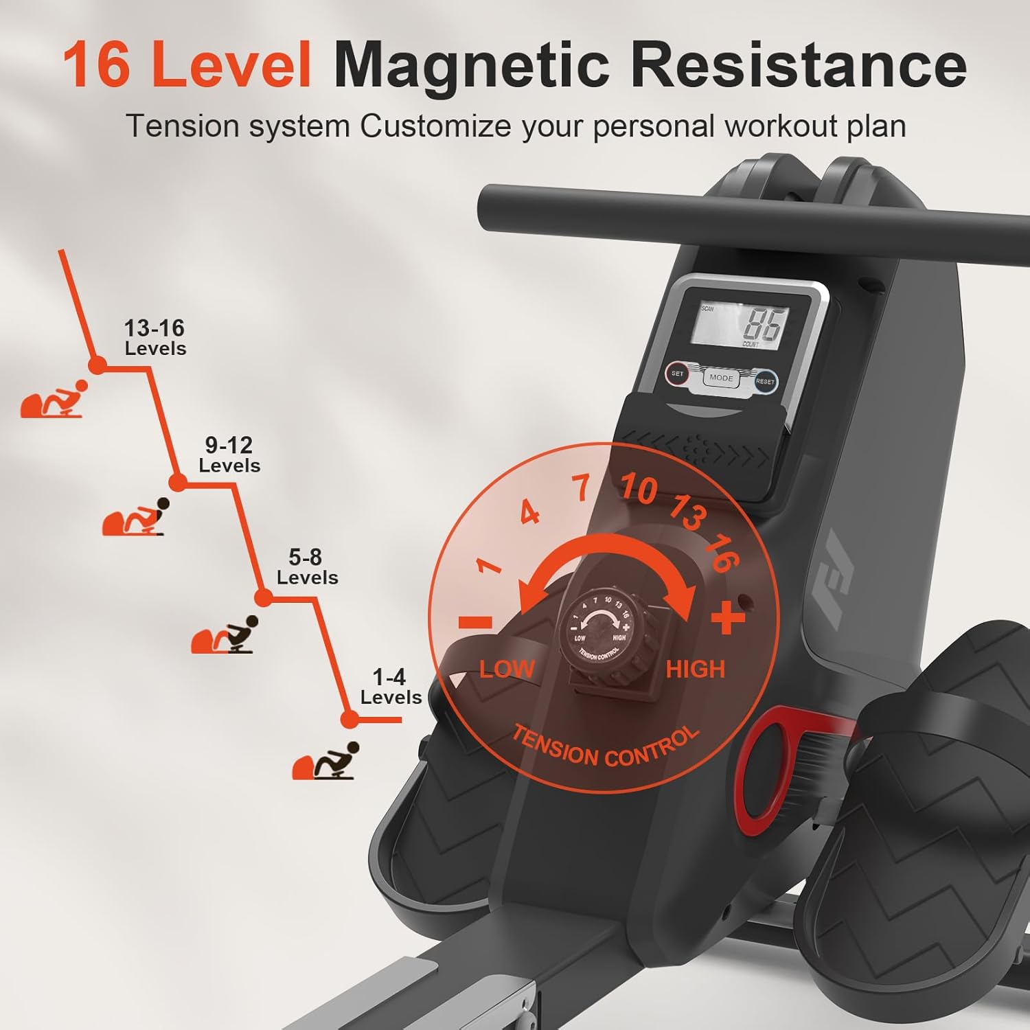 Thumbnail 1 de Vogatore Neezee con 16 livelli di resistenza magnetica e monitor LCD, quasi silenzioso e salvaspazio