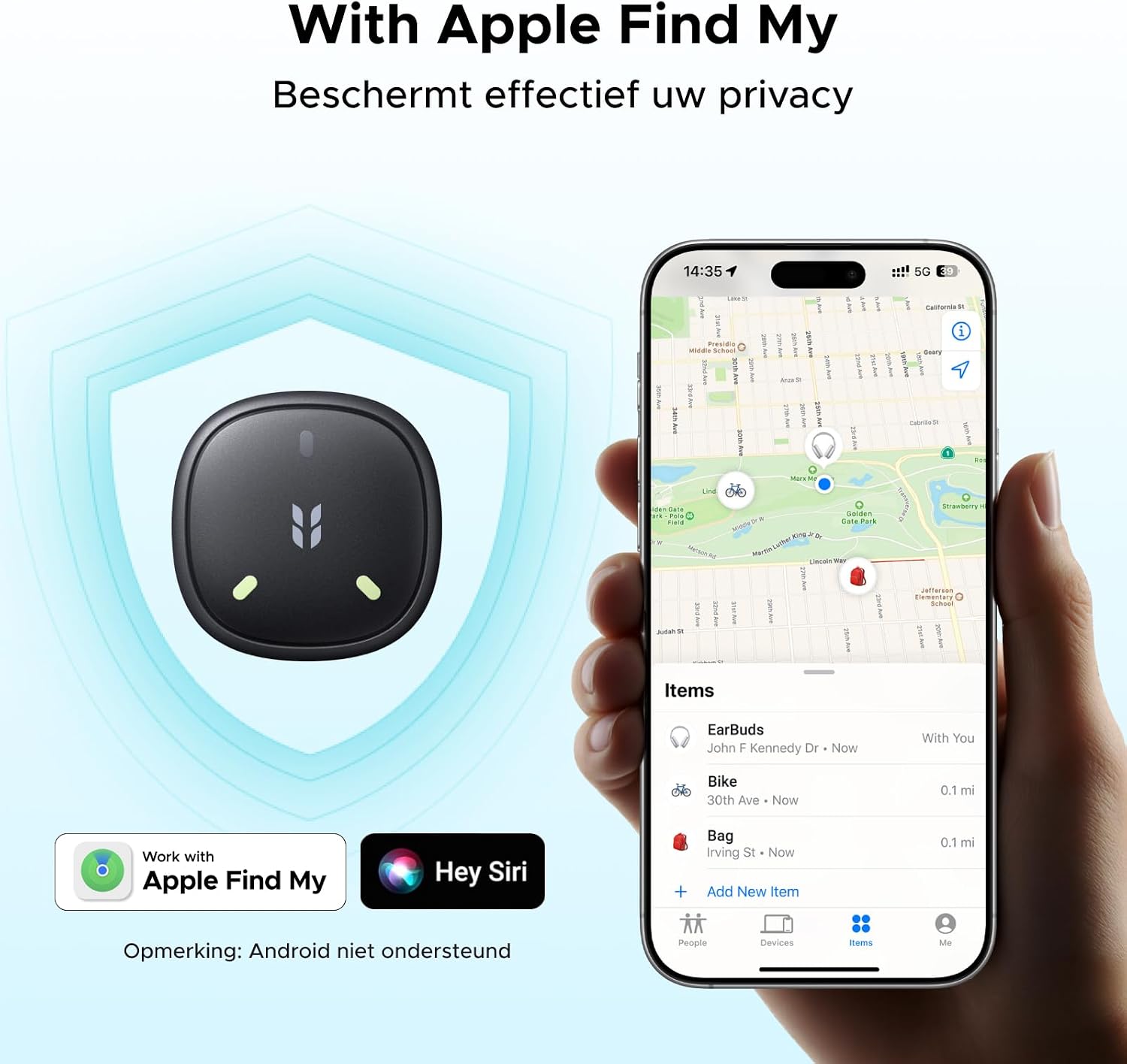Thumbnail 1 de UGREEN FineTrack Mini 2-tracker, 4-pack met IP68 en 110 dB alarm