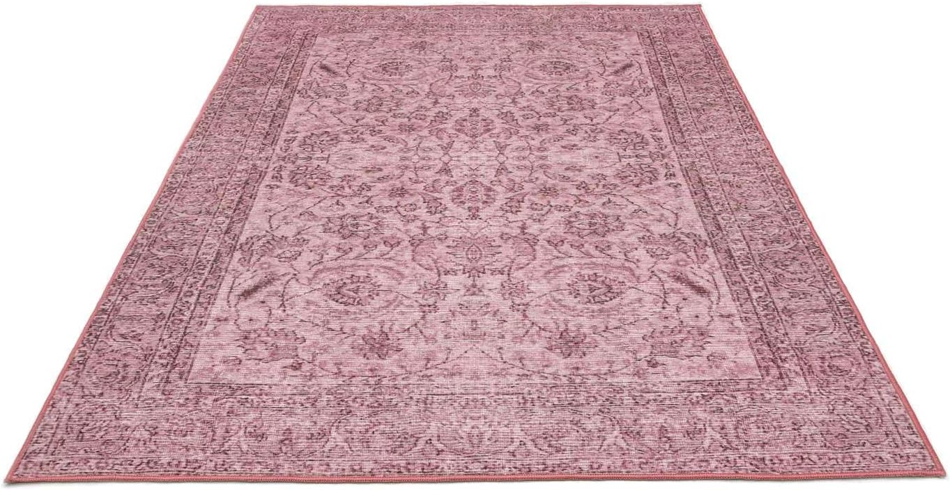 Detalle de RugVista Vintage Siena – różowy dywan 140 x 200 cm, niski i pralny